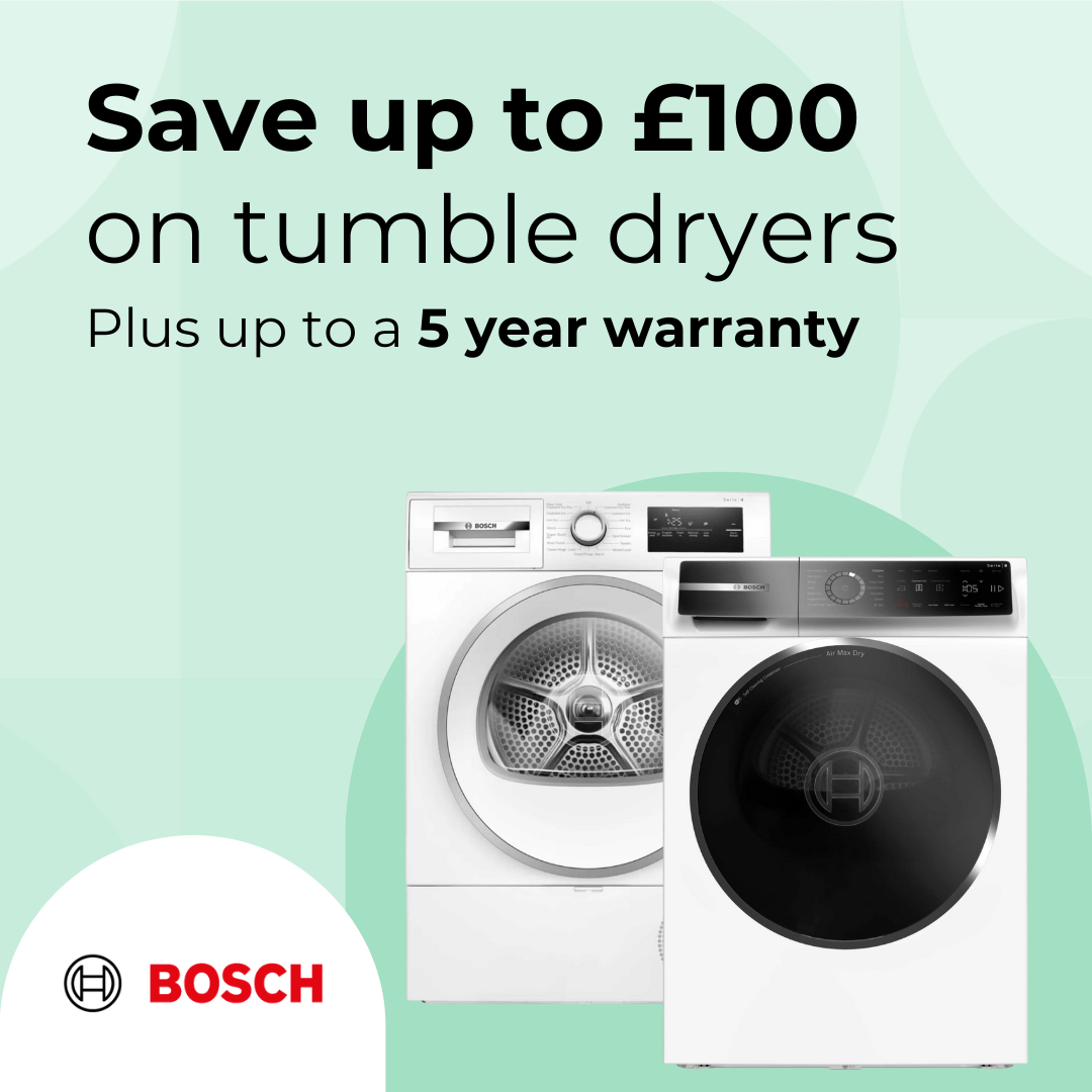 Save up to £100 on Bosch tumble dryers