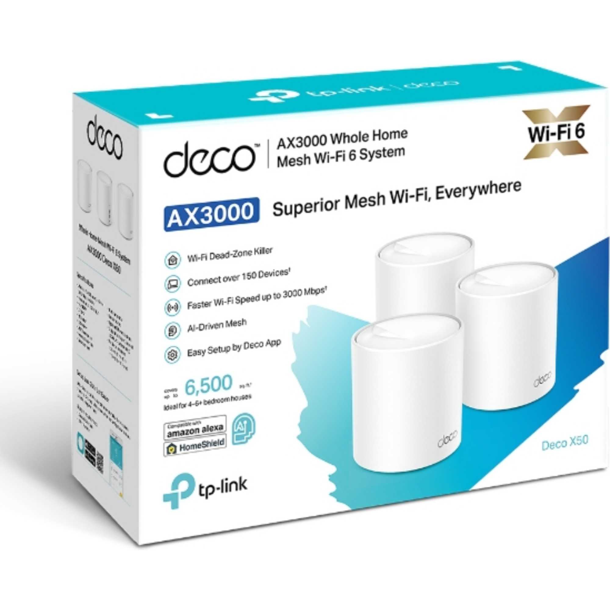 Deco X50 3 Pack AX3000 Whole Home Mesh WiFi 6 System