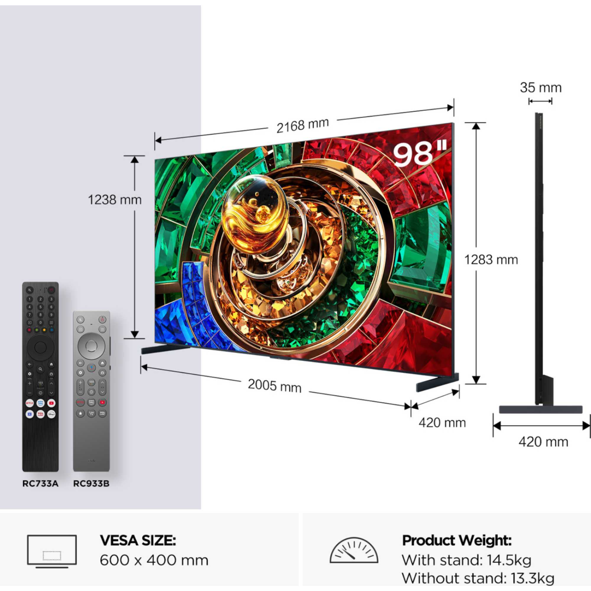 RM9L 98" 4K Smart RGB-Mini LED Google AI TV - 98RM9L-UK