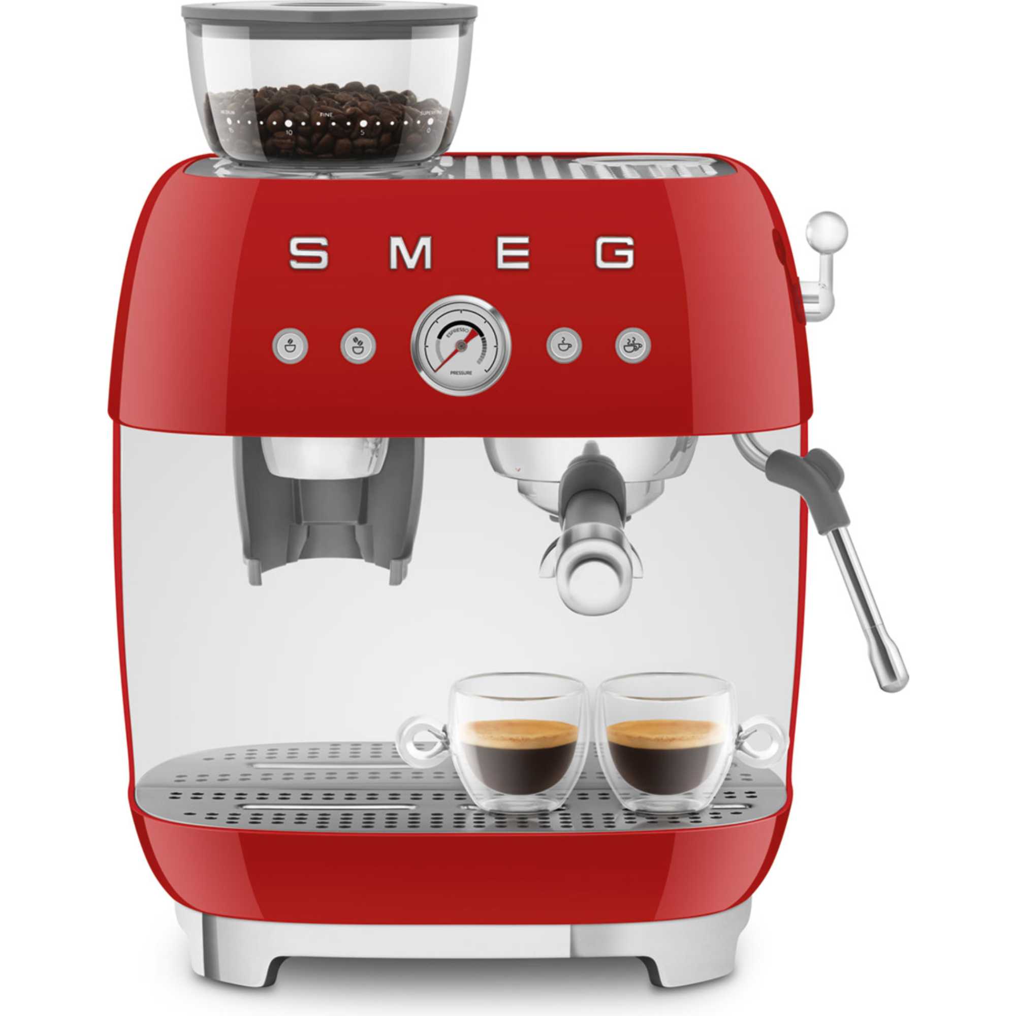 EGF03RDUK 50's Style Espresso Coffee Machine with Grinder - Red
