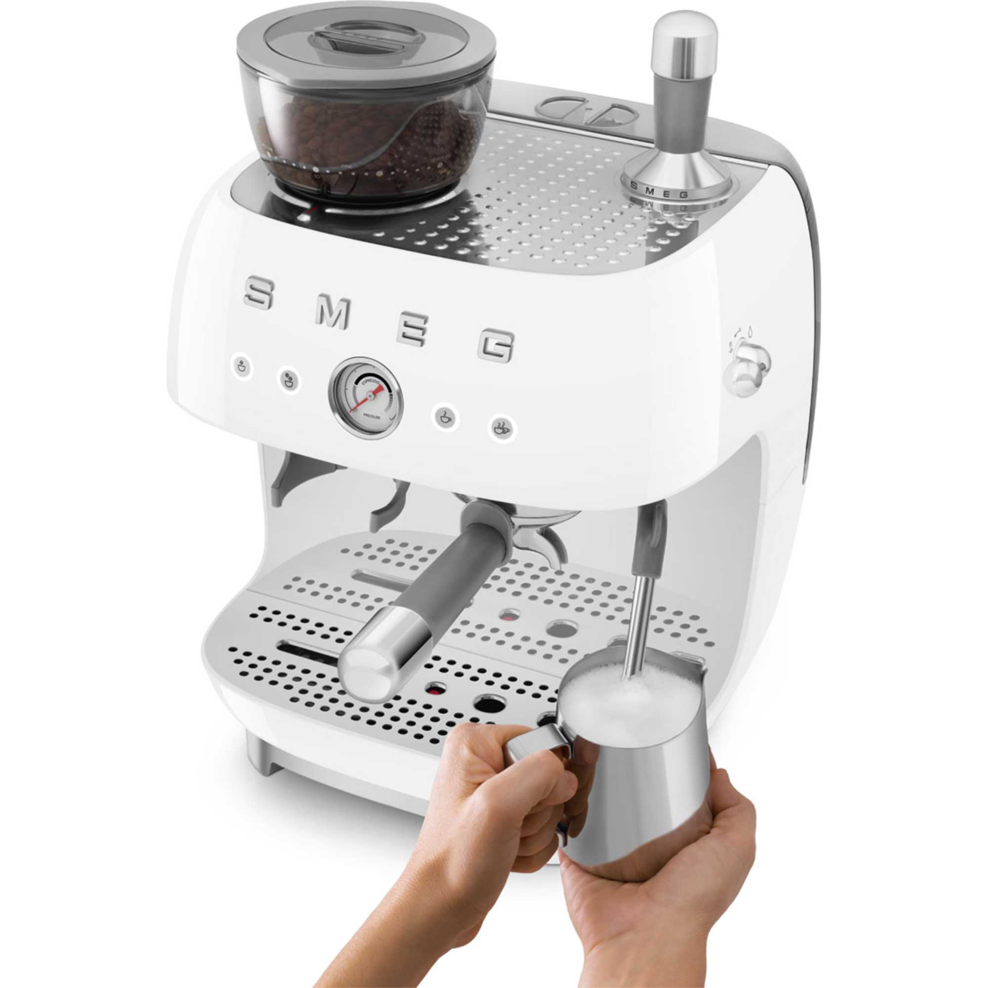 EGF03WHUK 50's Style Espresso Coffee Machine with Grinder - White
