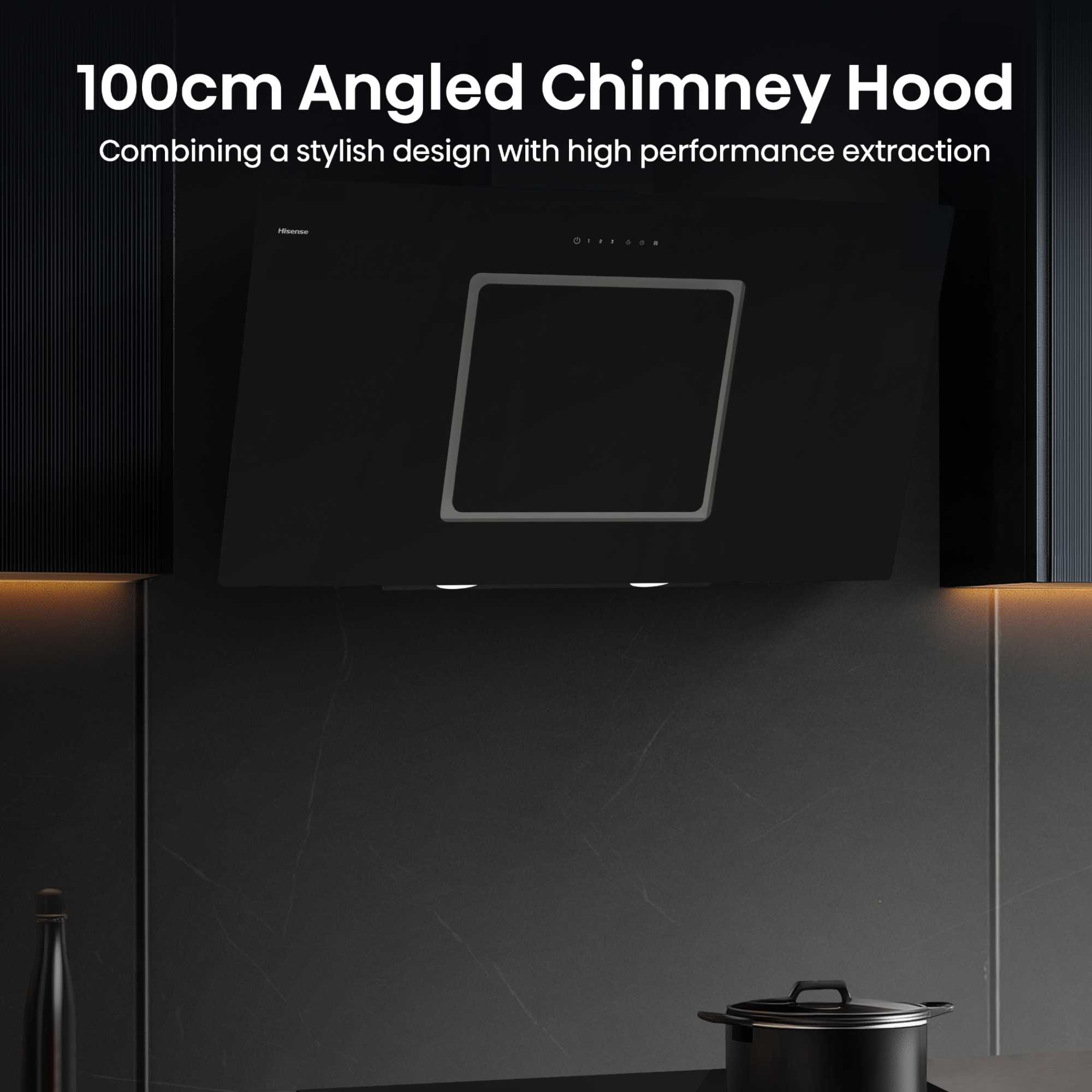 Hi4 Decorative CH10IN14BBUK 100cm Built-In Chimney Hood - Black