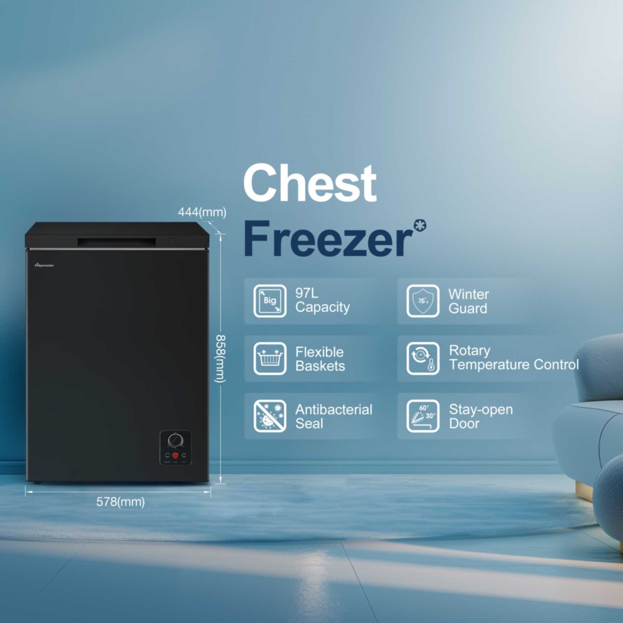 MCF100EB 97L Chest Freezer