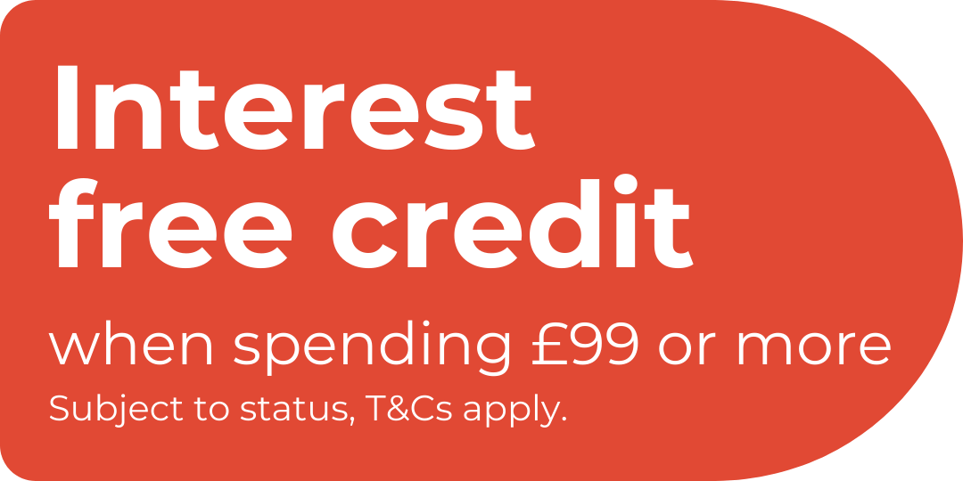 Interest free credit when you spend £99 or more, subject to status, T&Cs apply