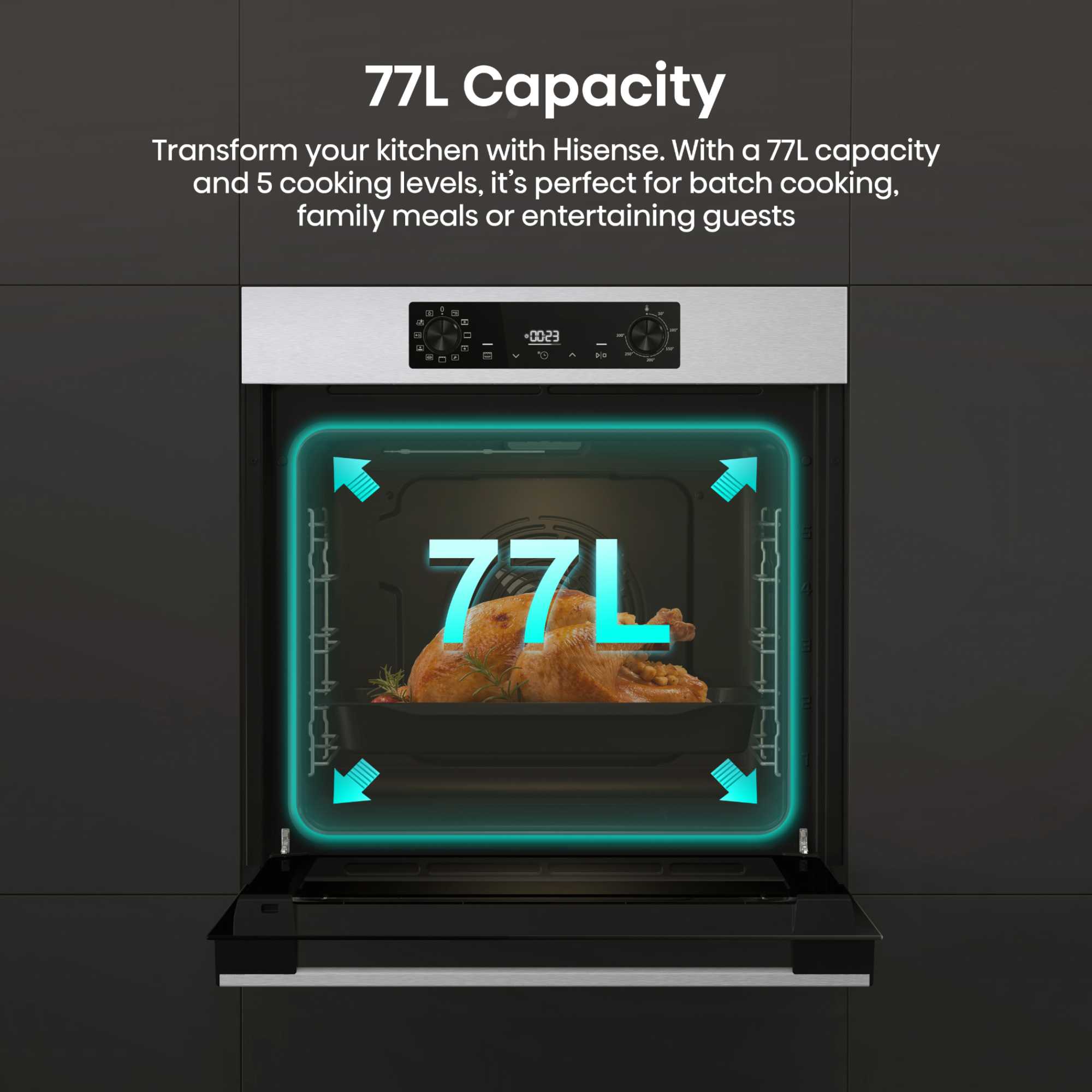 BI622AXPGUK 77L Built-in Electric Steam Oven - Black