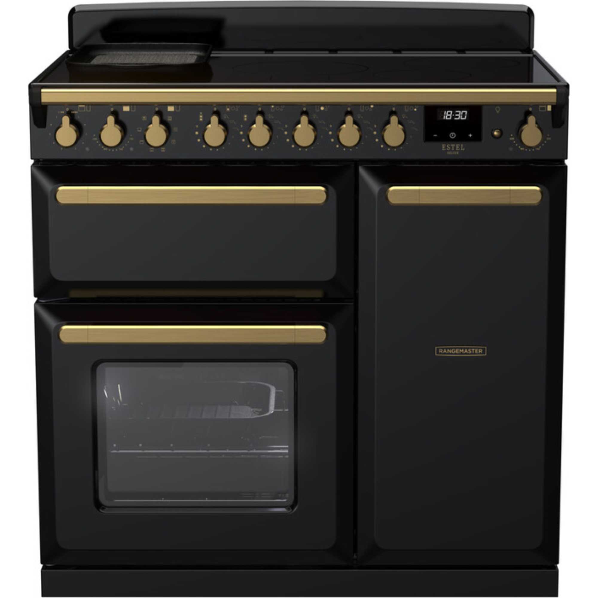 Estel Deluxe ESDL90EIP 90cm Induction Range Cooker - Gloss Black & Brass
