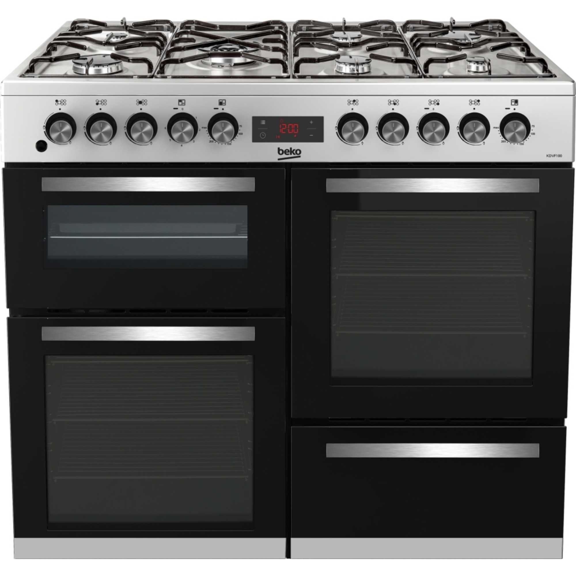 100cm Double Oven Range Cooker with 7 Burner Gas Hobs - KDVF100X