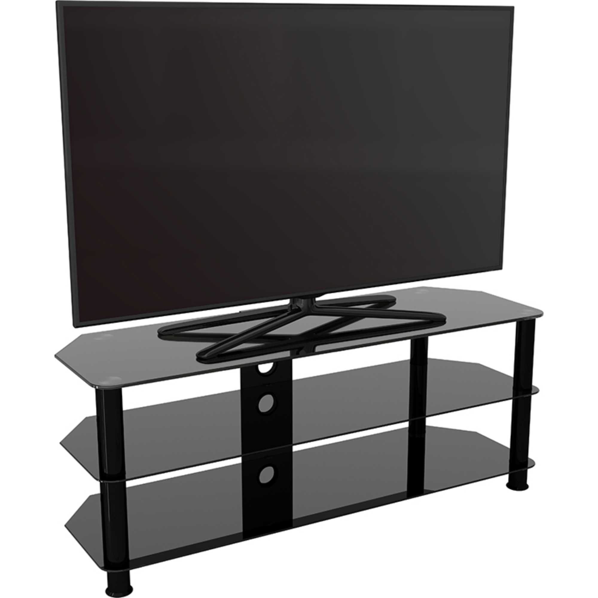 SDC1250CMBB 125cm Glass Corner TV Stand - Black