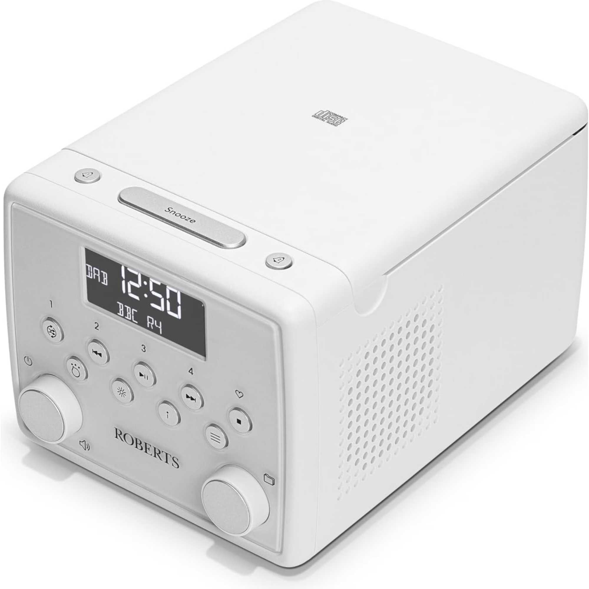 SOUND49 FM/DAB/DAB+ Digital Clock Radio with Bluetooth & CD Player - White