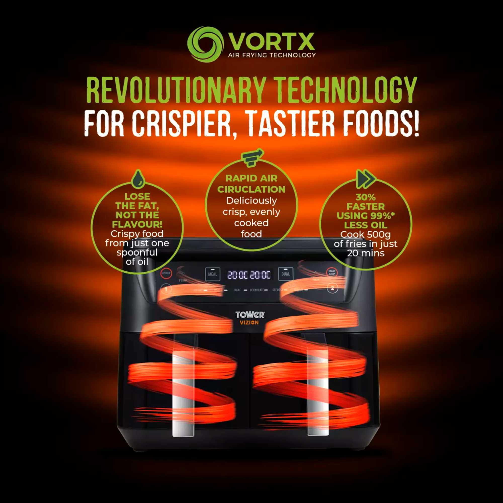 T17104 Vortx Vizion 8l Dual Basket Air Fryer