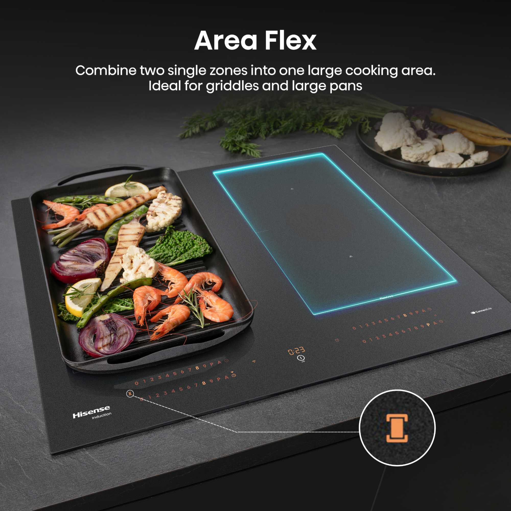 HI6443SRWF Hi8 60cm 4 Zone Induction Hob - Matt Black