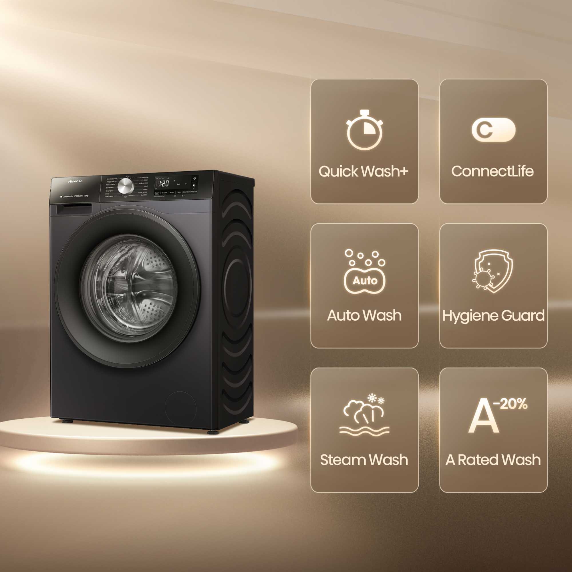 WF3S1243BB3 12kg 1400rpm Washing Machine - Black
