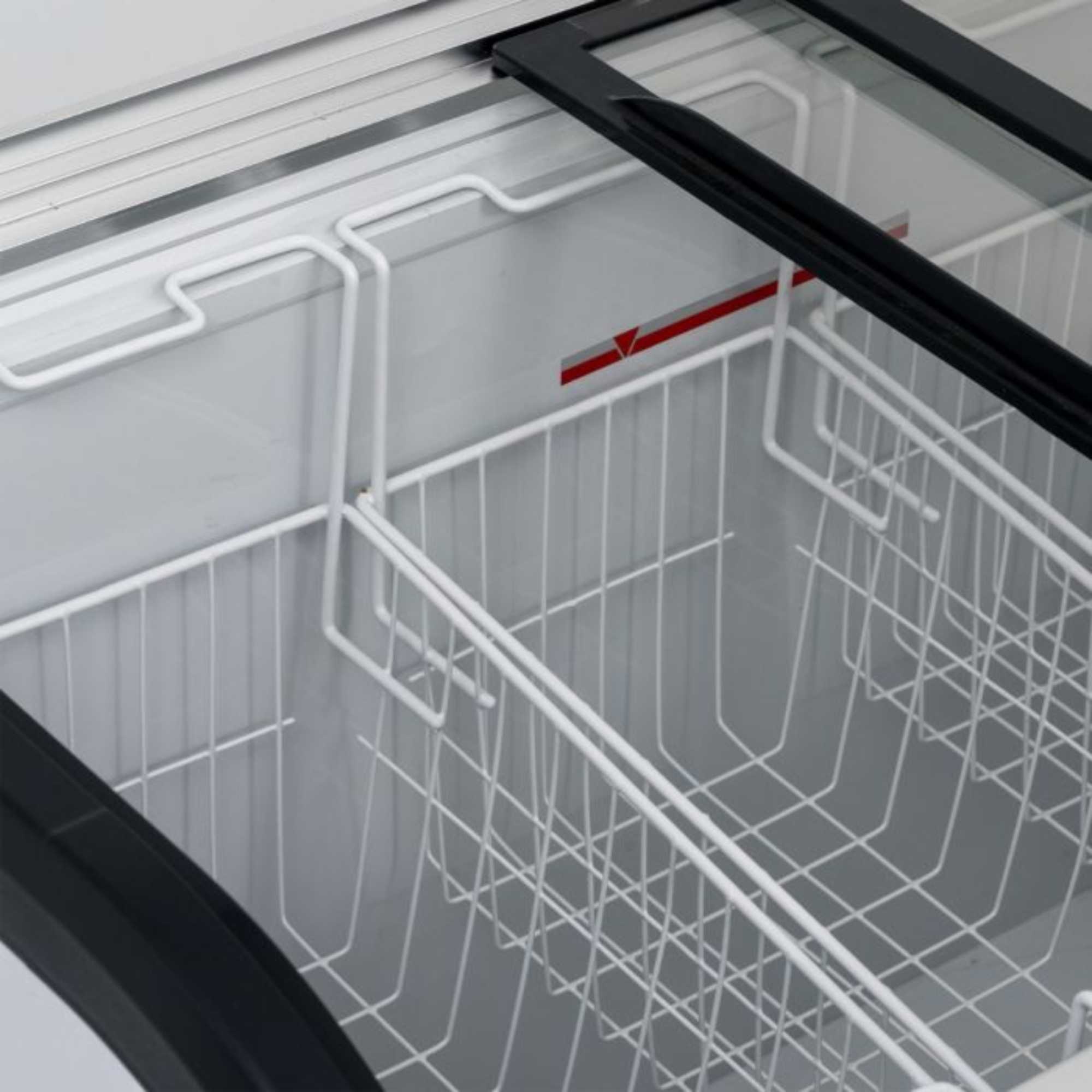 BDF22 220L Curved Glass Lid Commercial Freezer - White