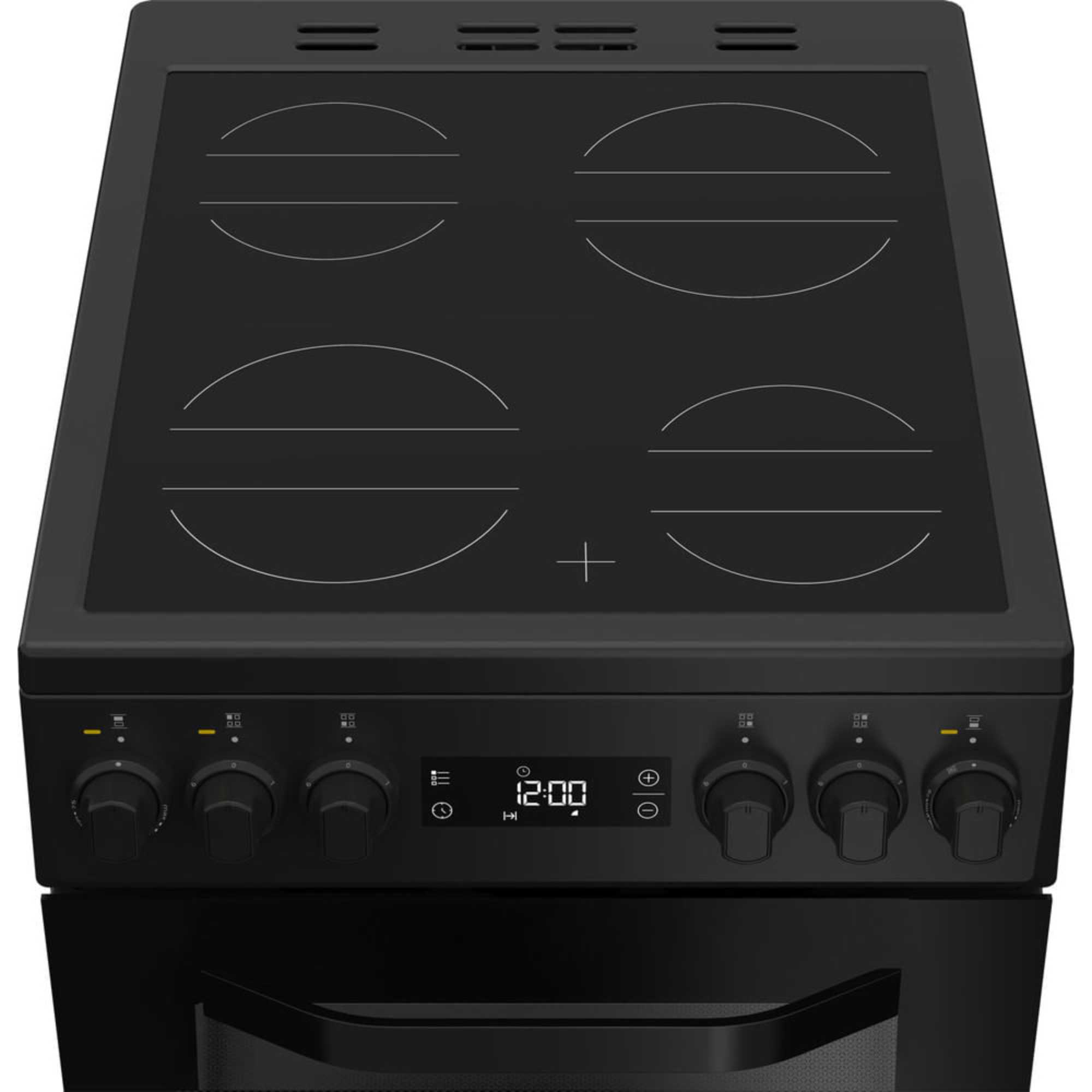 HDE5VDCB 50cm Electric Double Cooker with 4 Zone Ceramic Hob - Black