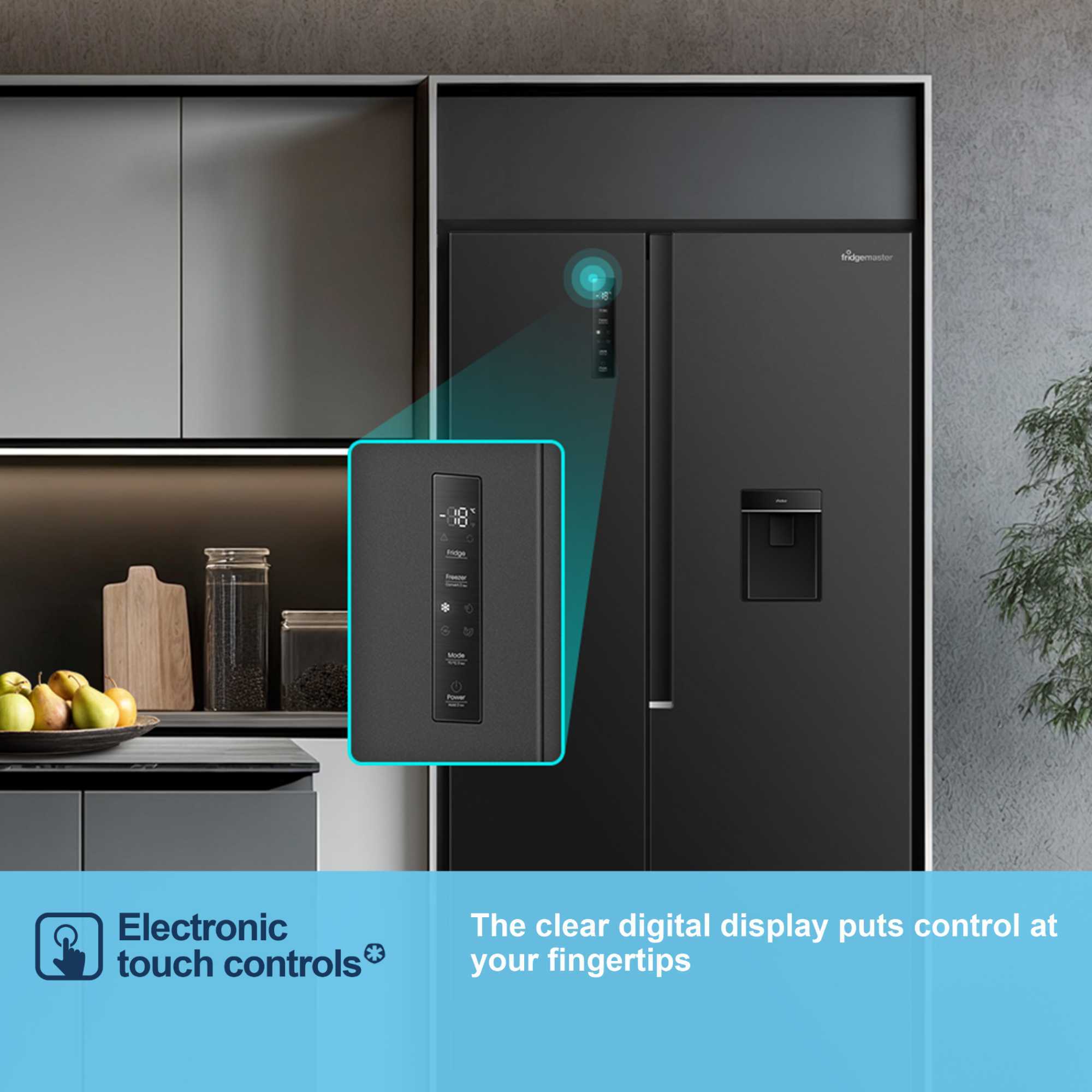 MS91558DEB 541l Side By Side American Style Fridge Freezer - Black