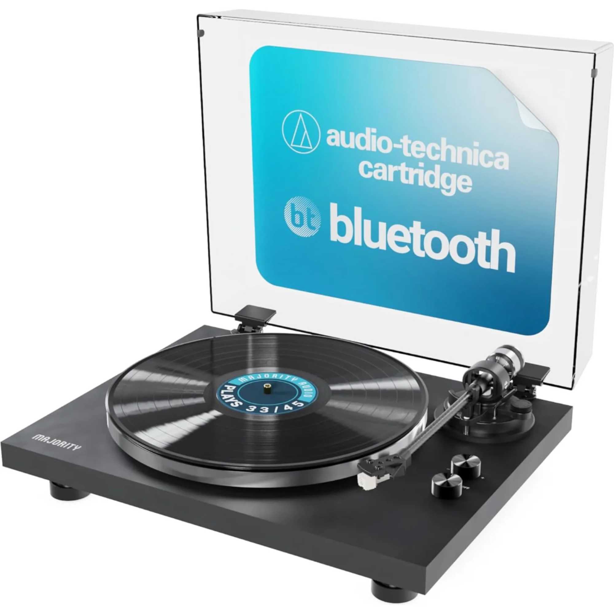 Stylo Bluetooth Record Player with Built-In Pre-Amp - Black