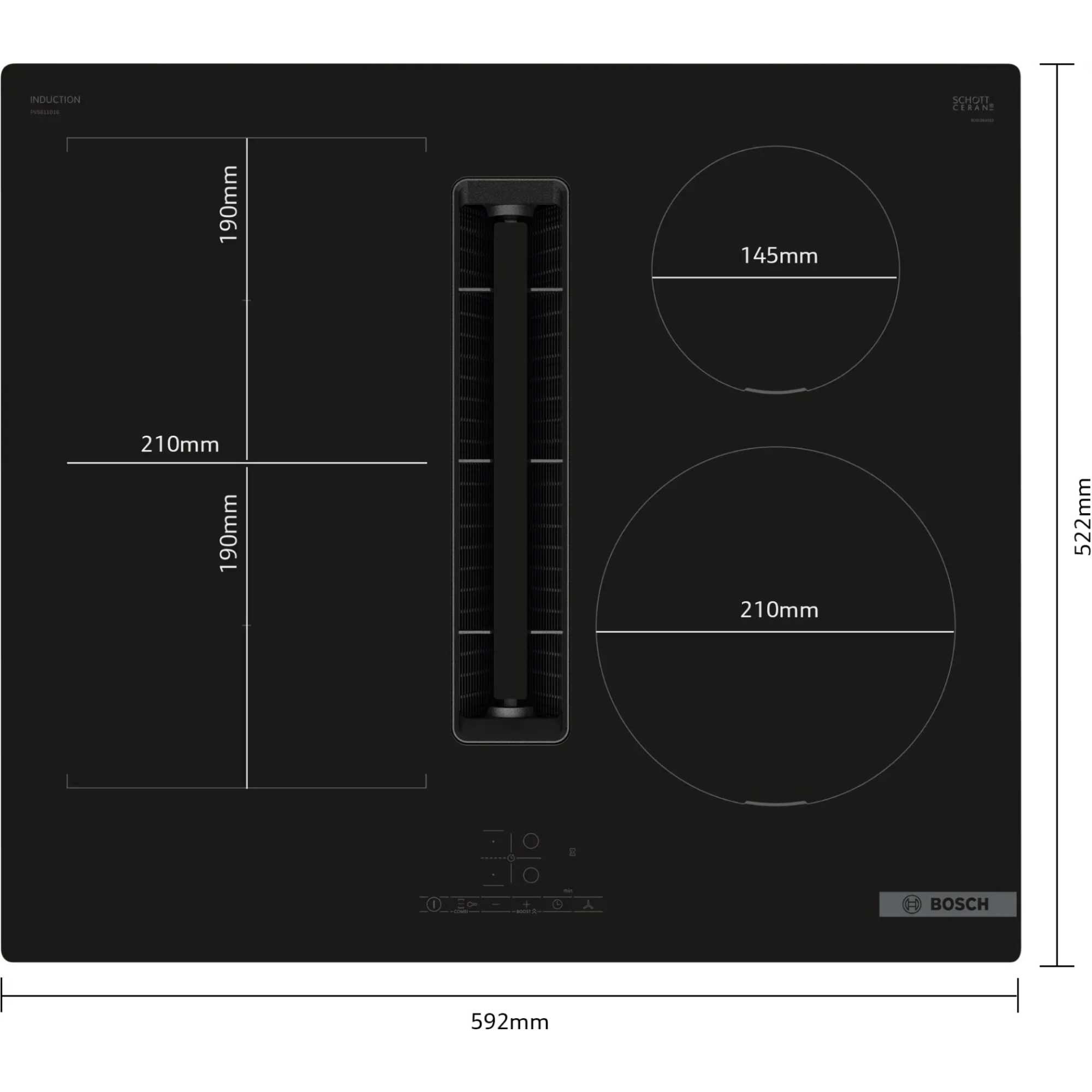 PVS611B16E Series 4 60cm Ventilation 4 Burner Hob - Black