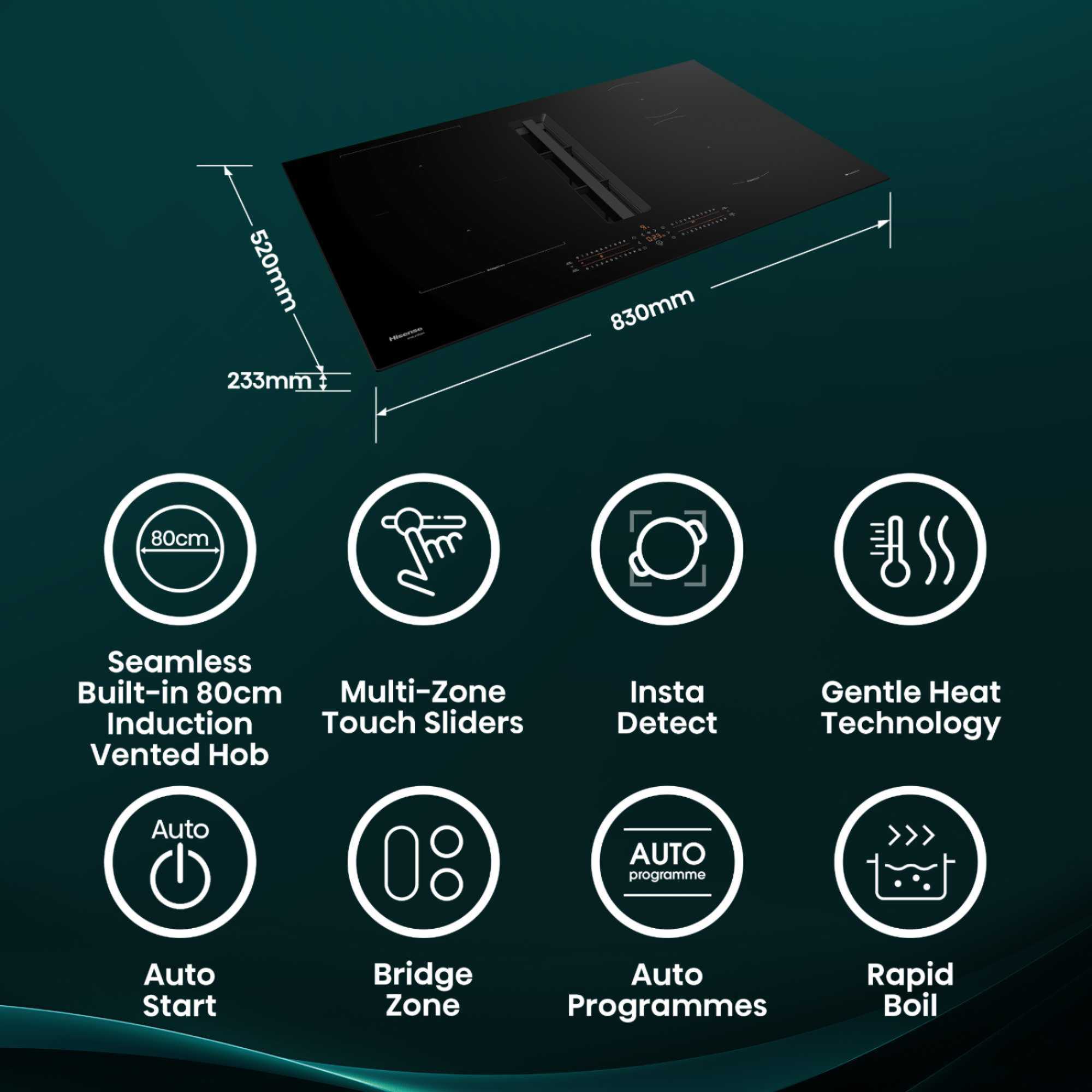 HEH8432BSCWF 83cm 4 Vented Induction Hob