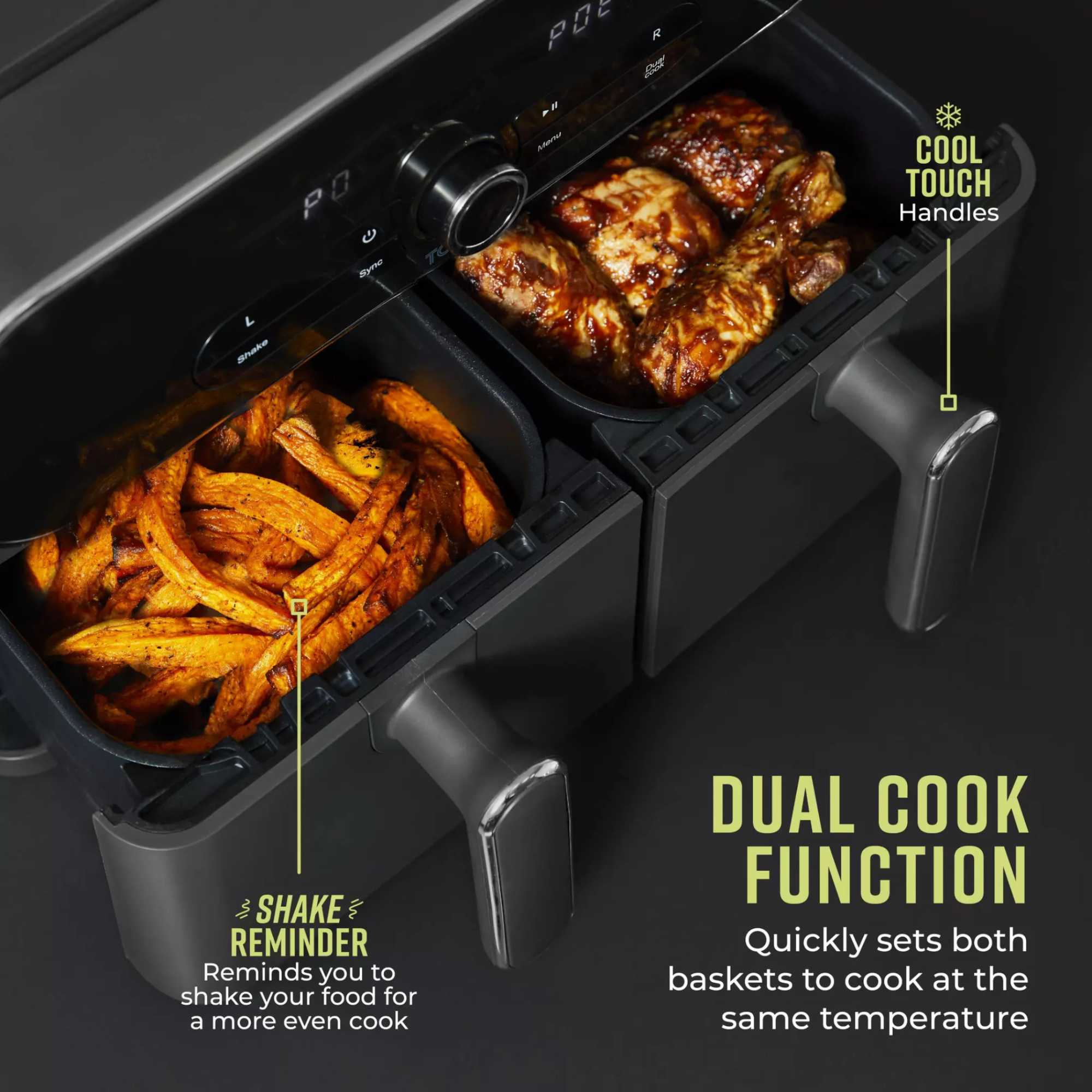 T17138 Elite 10.4L Dual Air Fryer Digital Display with Touch Screen