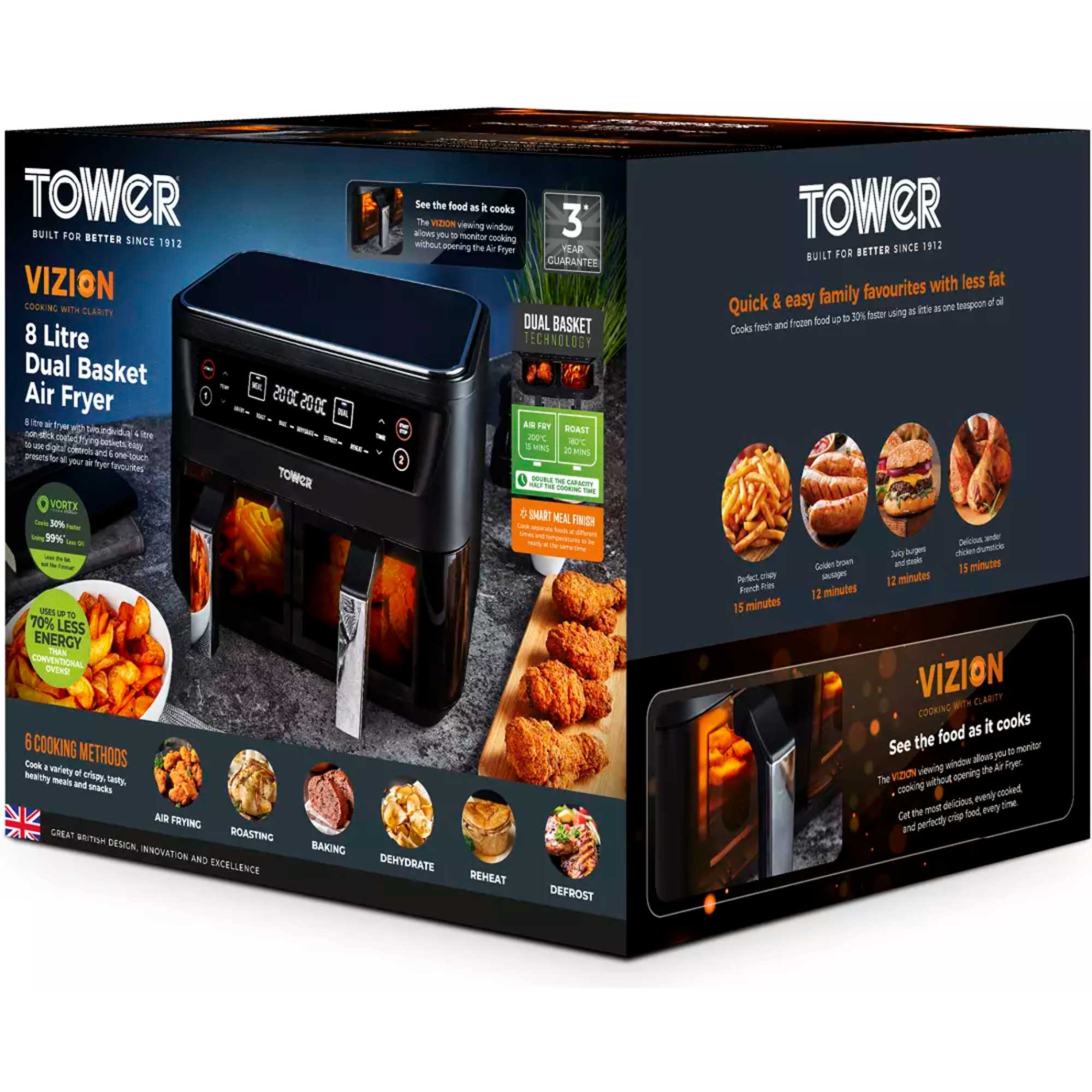 T17104 Vortx Vizion 8l Dual Basket Air Fryer