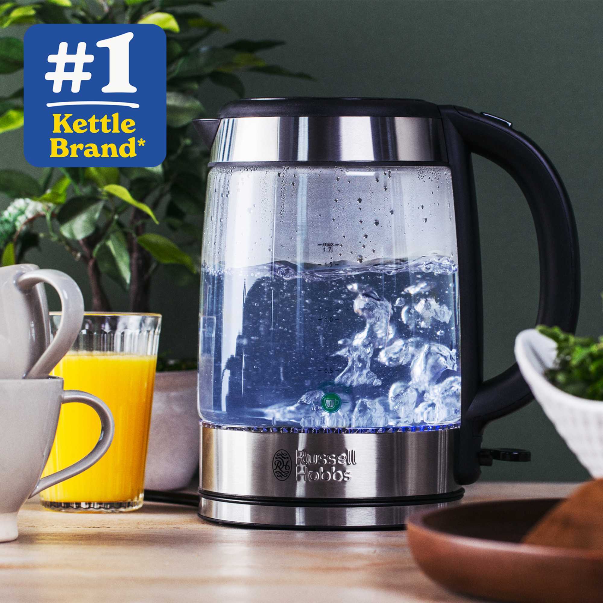 Russell Hobbs 21600-10 3000w Jug Kettle with Boil Dry Protection - Stainless Steel