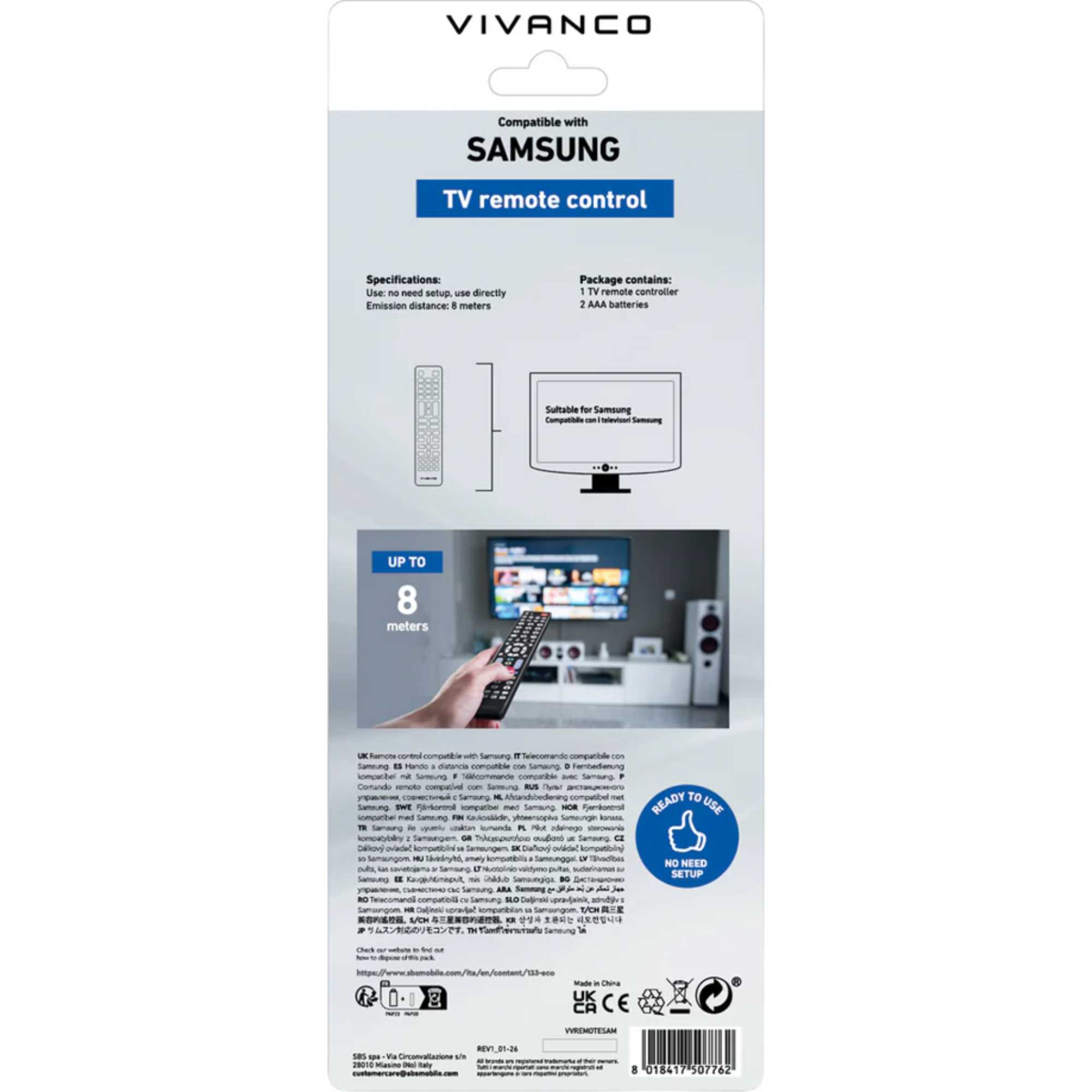 VVREMOTESAM Remote Control for Samsung TVs