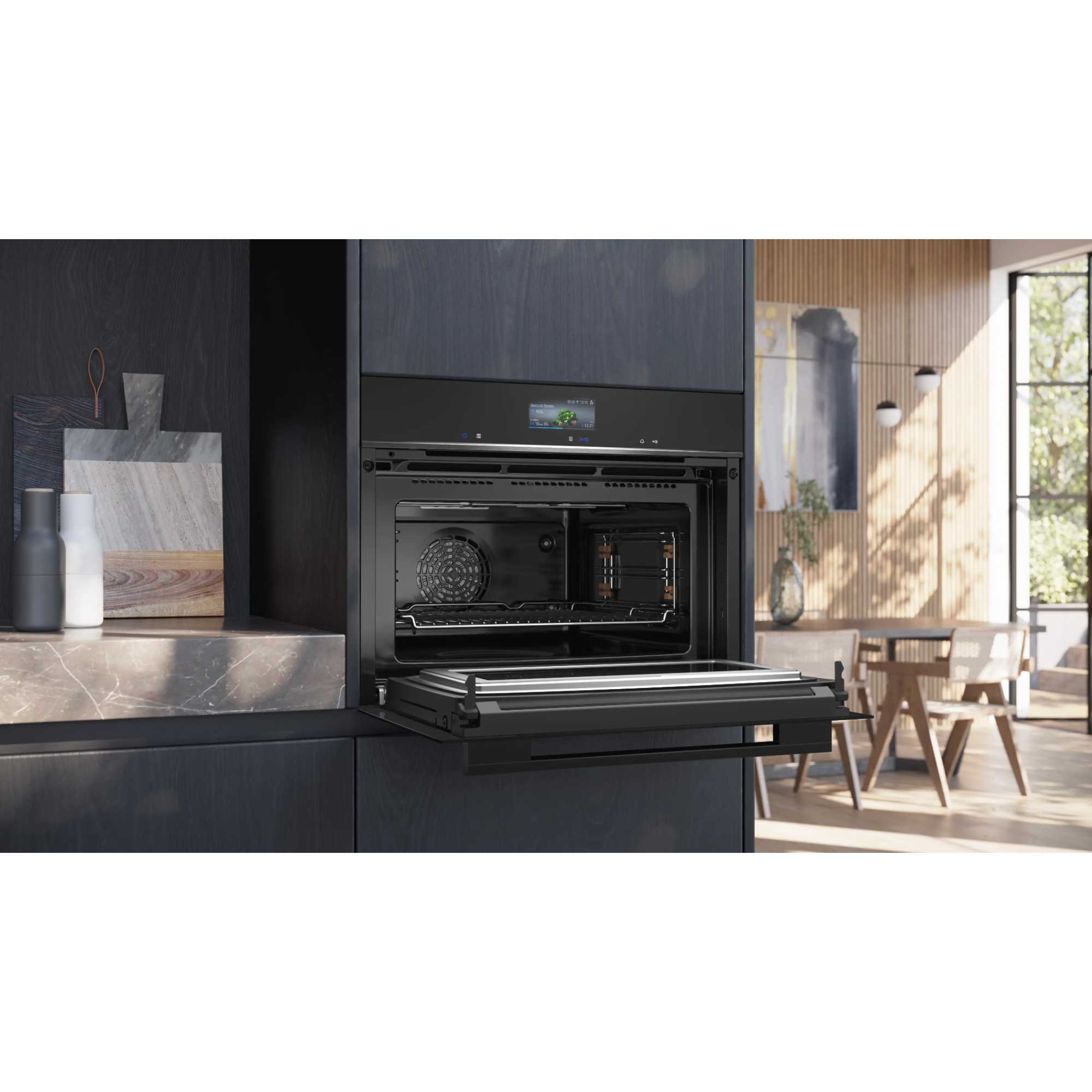 CM776G1B1B iQ700 Built-In Compact Oven with Microwave - Black
