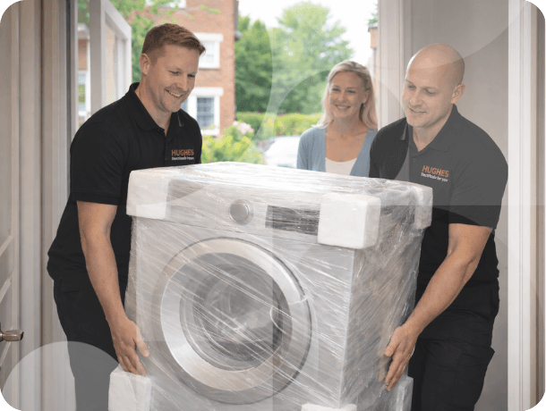 Hughes delivering a washing machine.