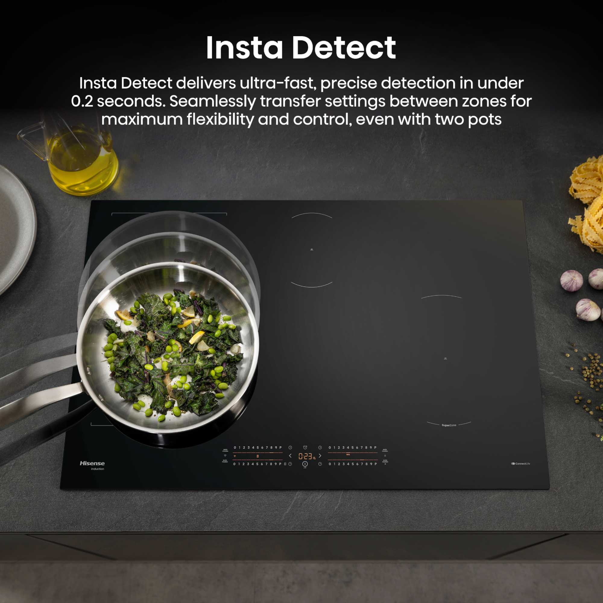 HI8432BSCWF Hi6 80cm 4 Zone Induction Hob - Black