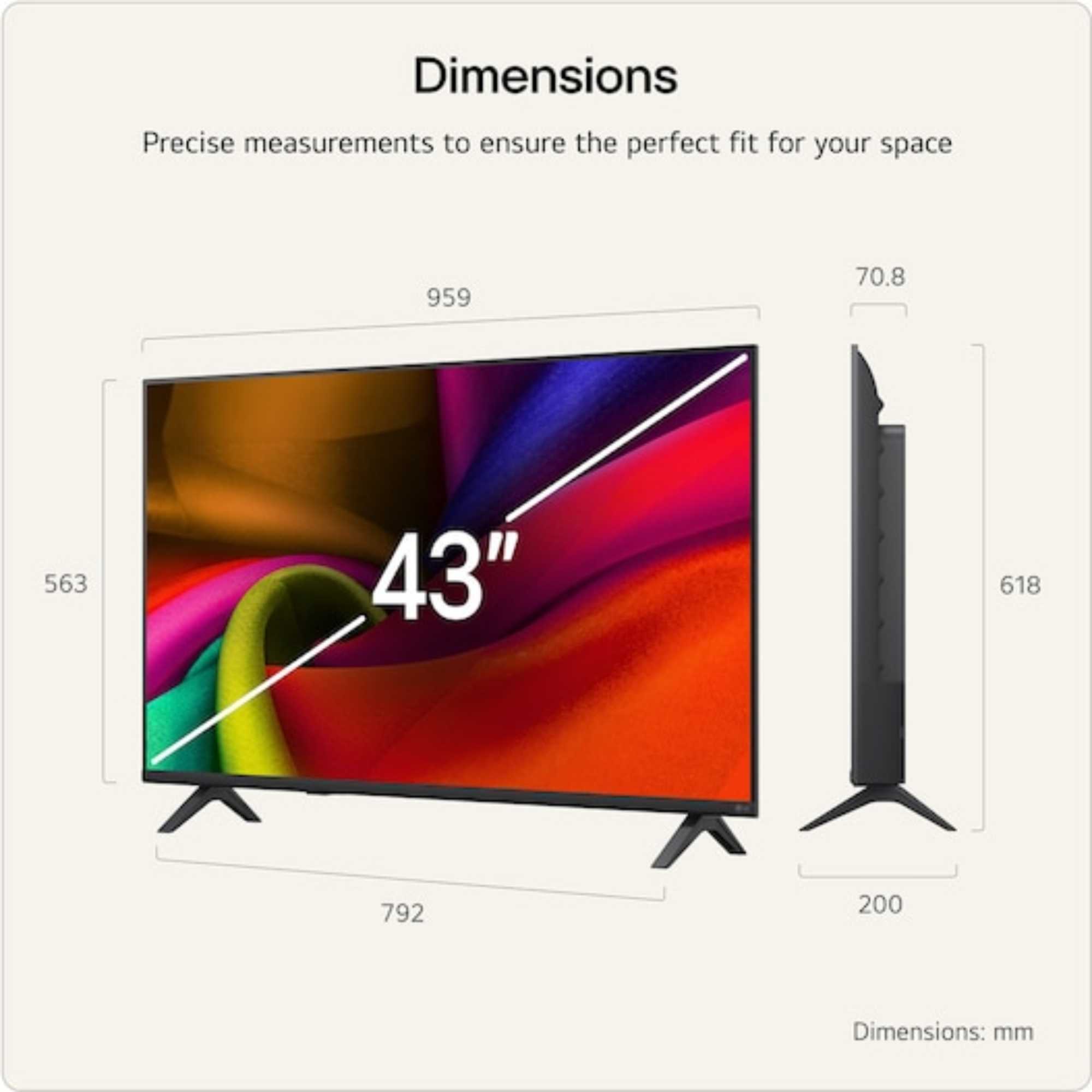 43" 4K Ultra HD LED 4K HDR10 webOS AI Smart TV