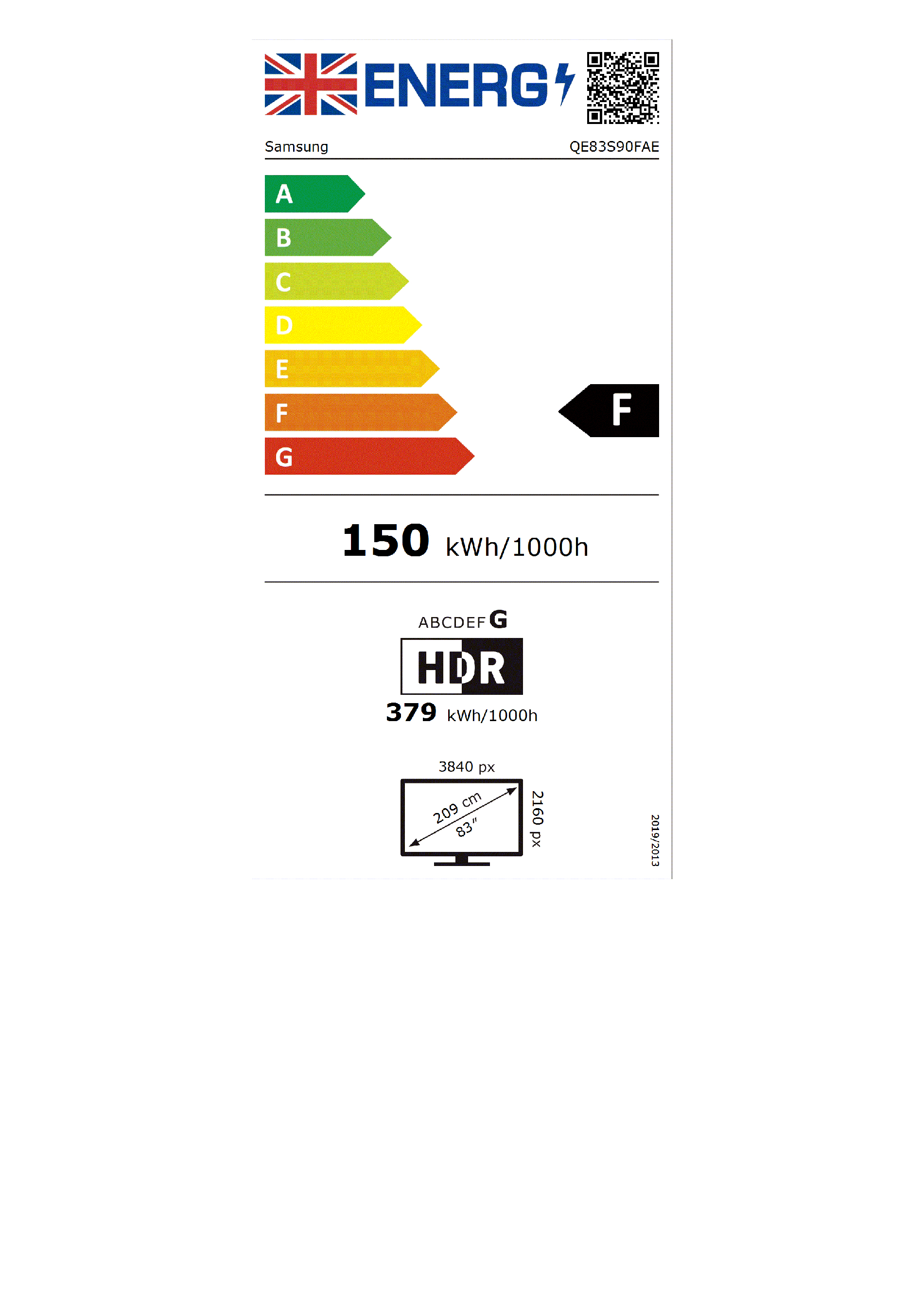 Samsung QES90F 83" 4K Ultra HD OLED HDR Smart TV