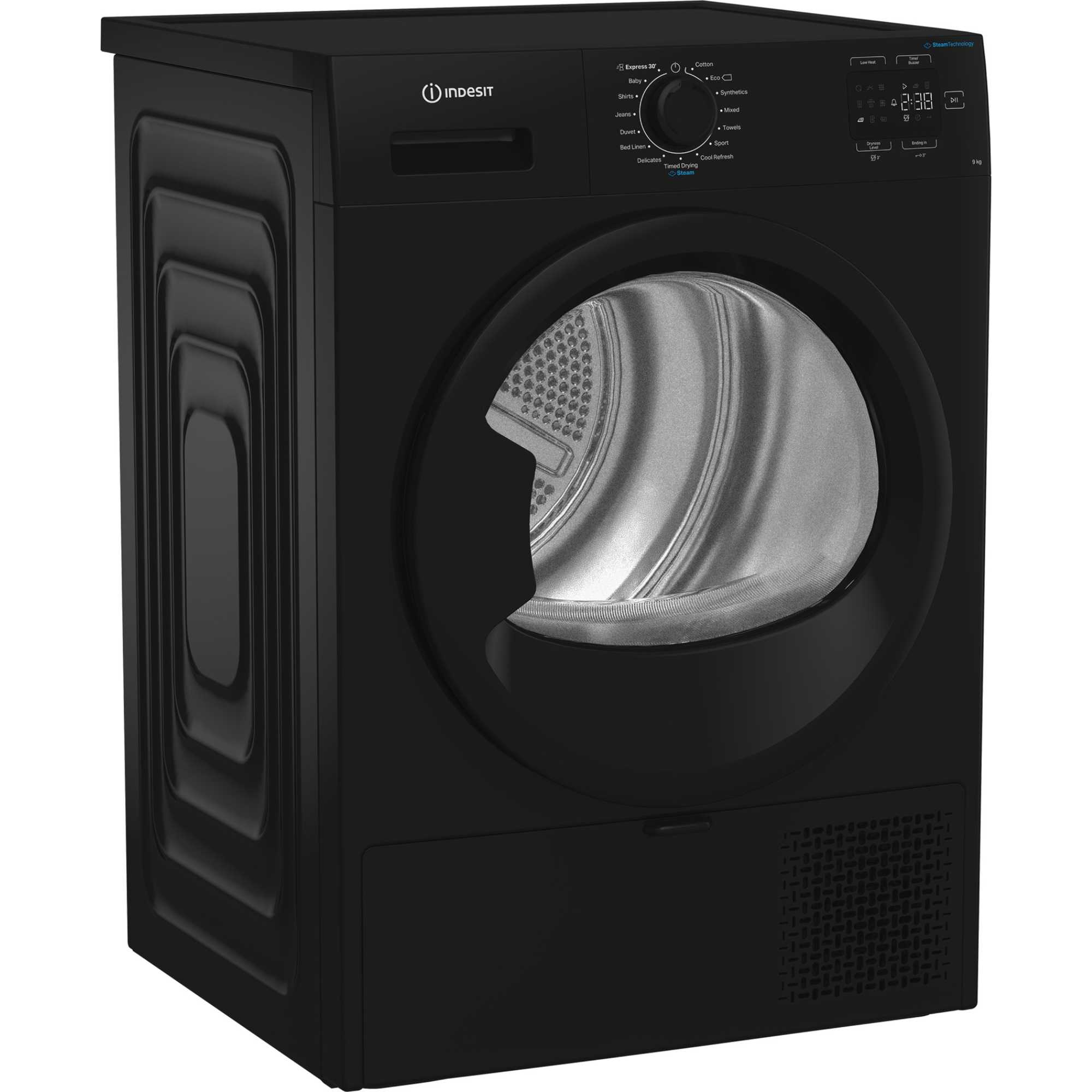 C YD 92D BB UK 9kg Heat Pump Tumble Dryer with Steam Technology - Black