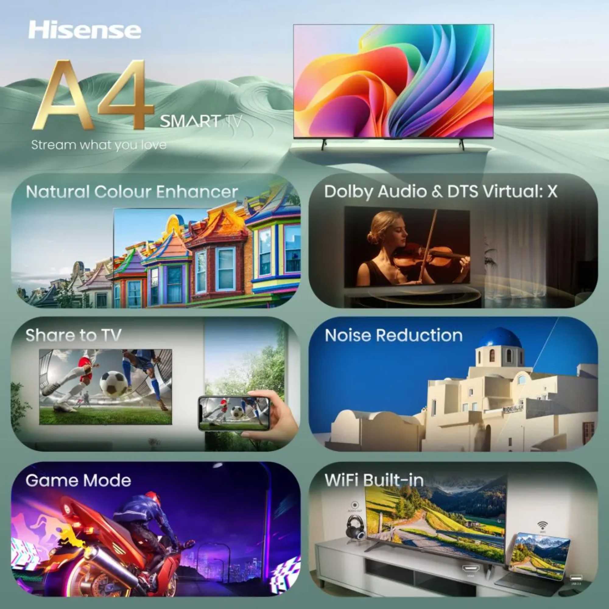 A4S 32" HD 720 DLED Smart TV - 32A4STUK