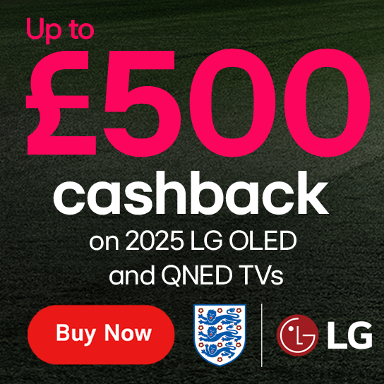 Up to £500 cashback on selected 2025 LG TVs