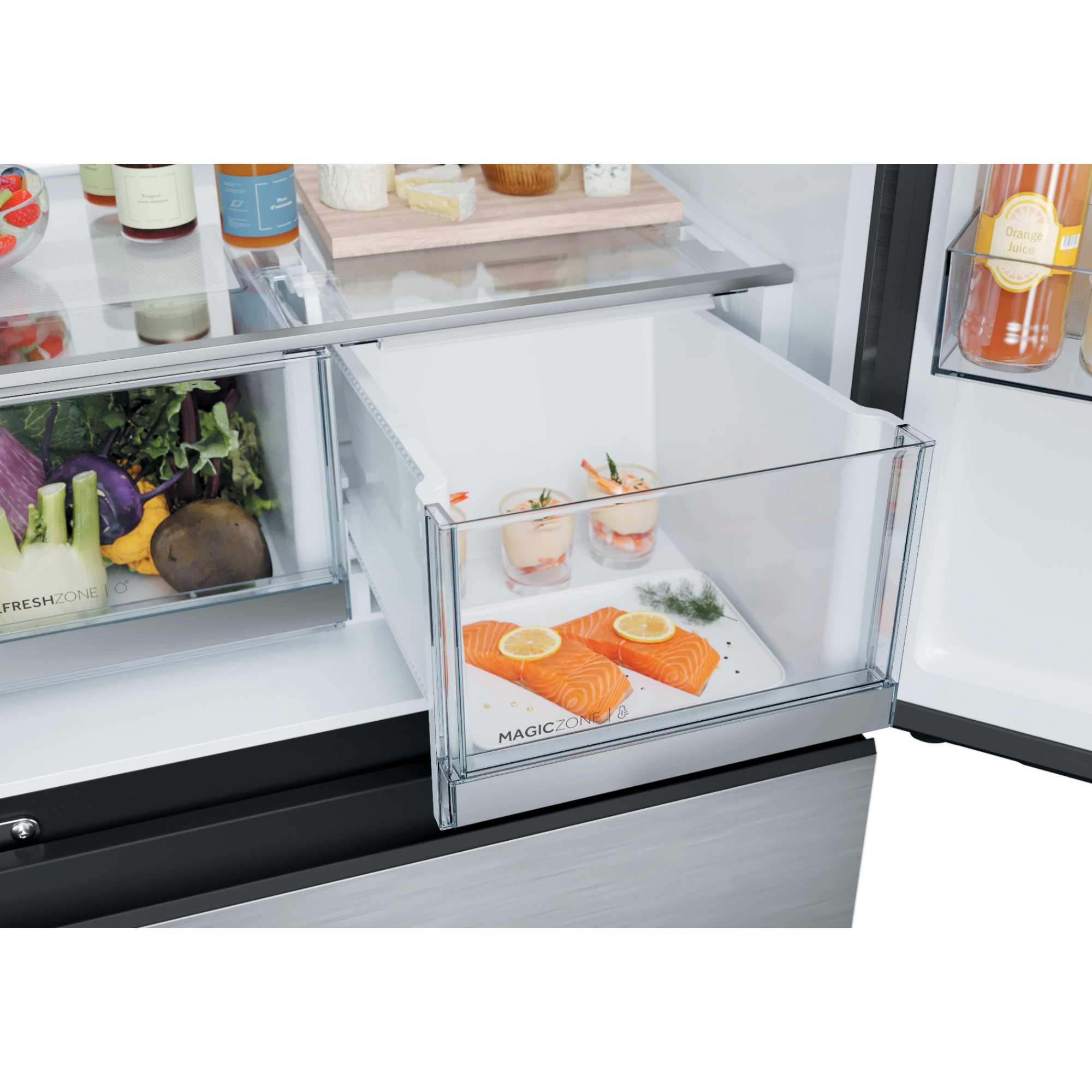 Space-Fit American Style Fridge Freezer 60/40 No Frost - Platinum Inox - HFKR5718DNMM