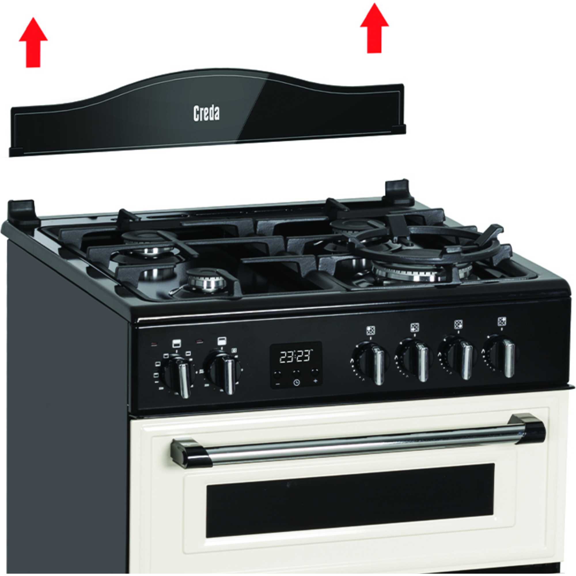 C60DFMCRM 600mm Dual Fuel Cooker with Wok Burner - Cream