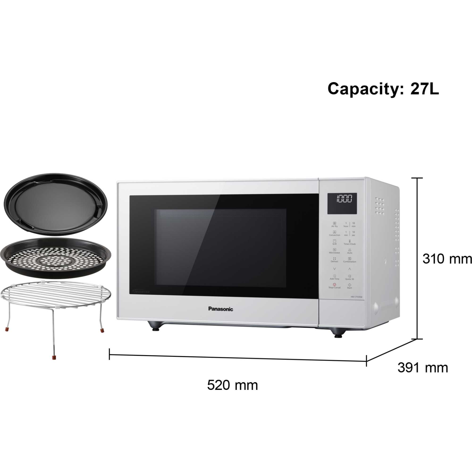 27L Slim Inverter Microwave with Grill, Oven & Air Fry CT55RW - White