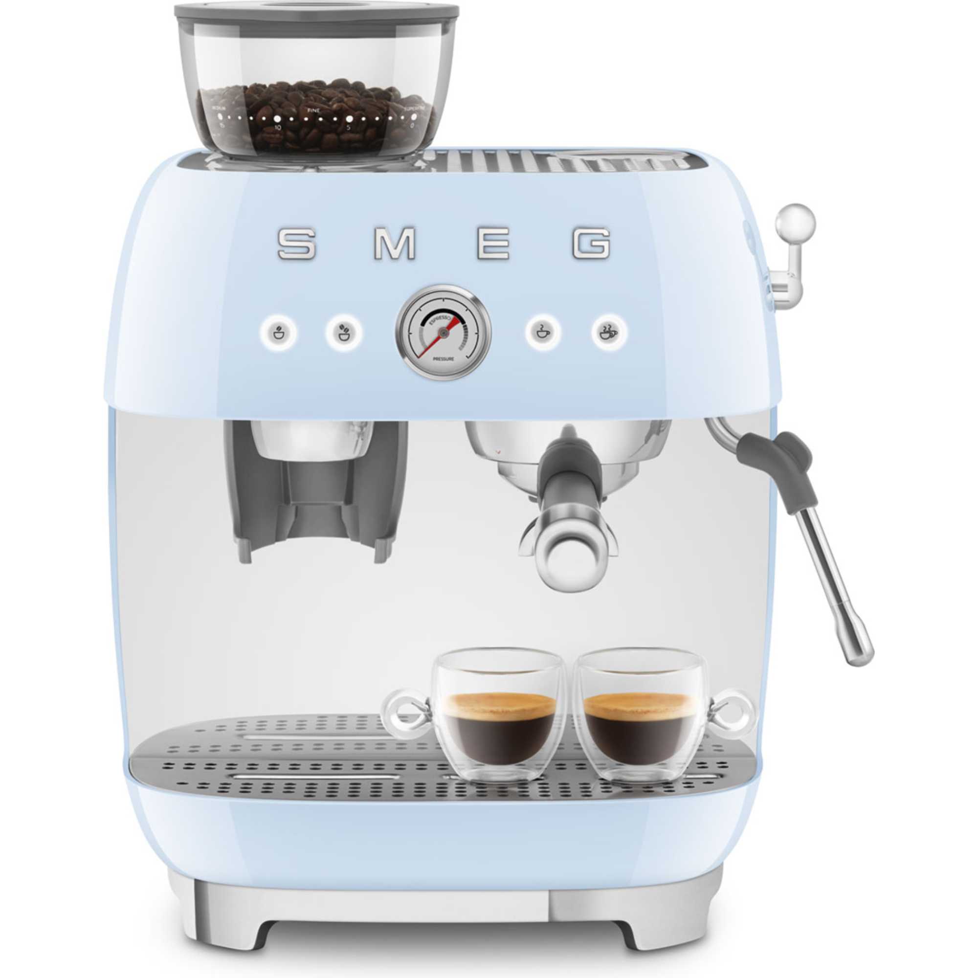 EGF03PBUK 50's Style Espresso Coffee Machine with Grinder - Pastel Blue