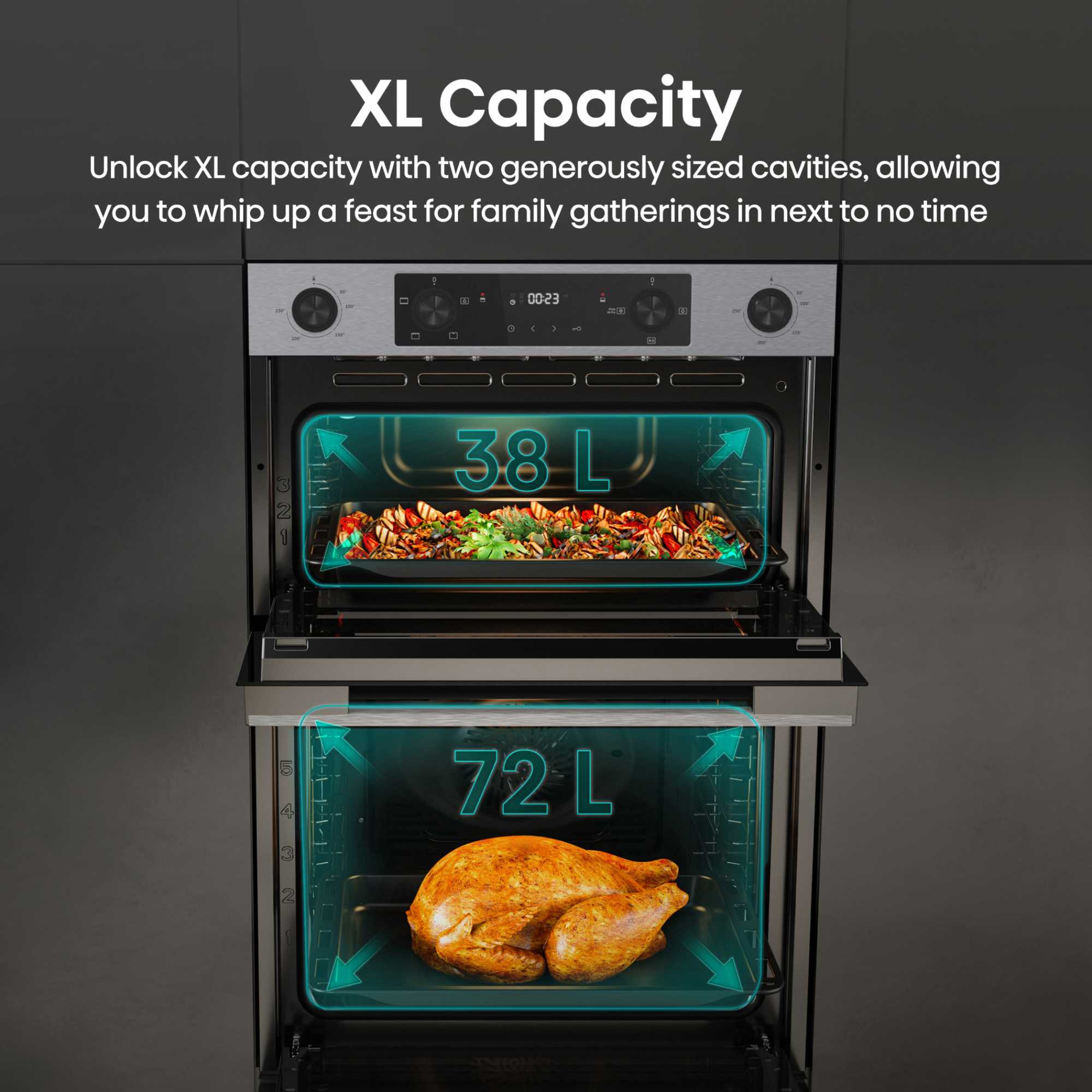 Hi6 BID914221CX Electric Built-in Double Oven - Stainless Steel