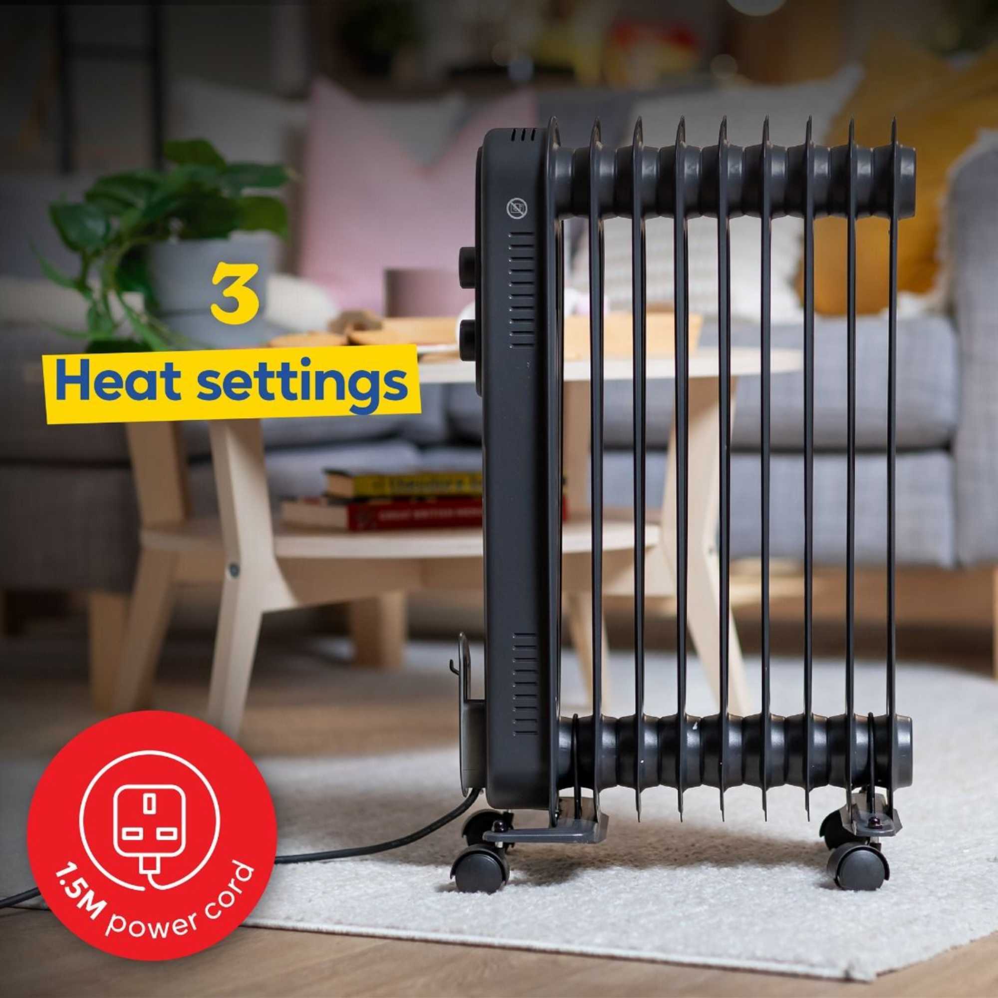 RHOFR9004A Portable Oil Filled Radiator 2Kw 9 Fin - Anthracite