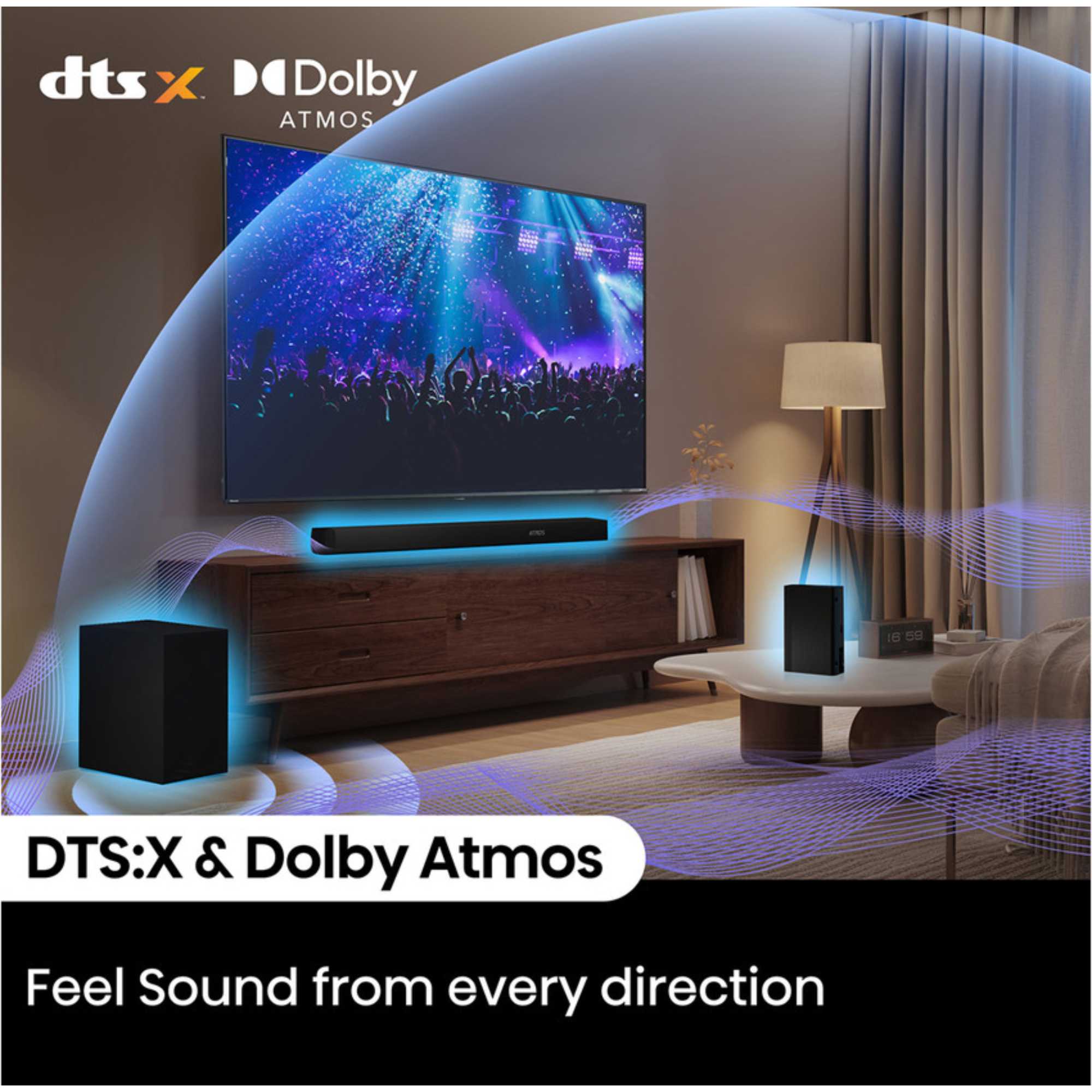 AX5100Q 5.1ch Dolby Atmos Soundbar with Wireless Subwoofer