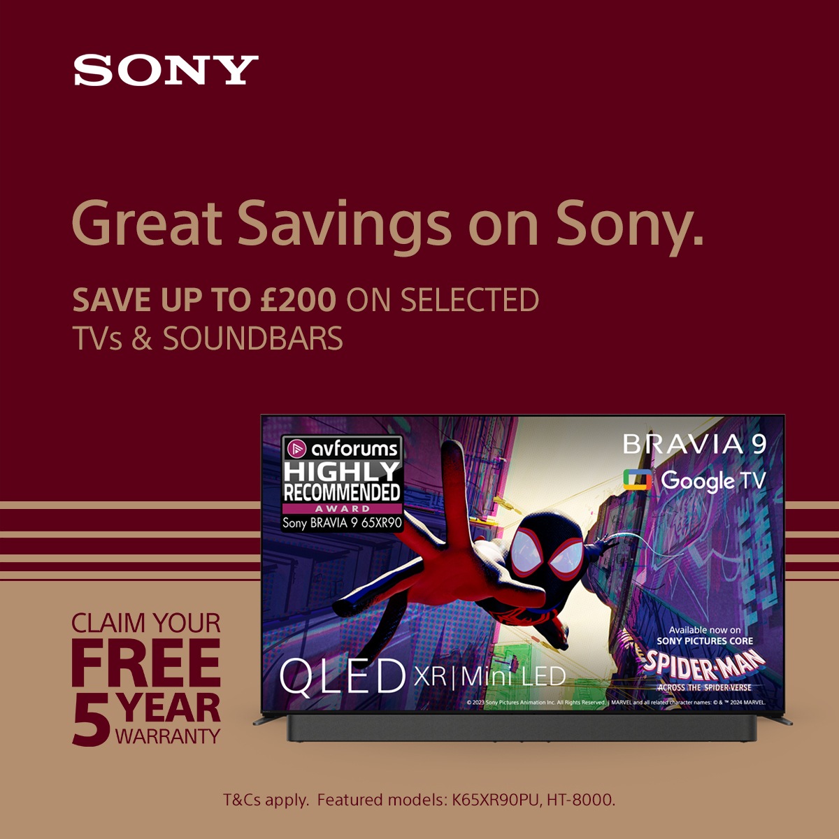 Save up to £200 on Sony TVs and soundbars