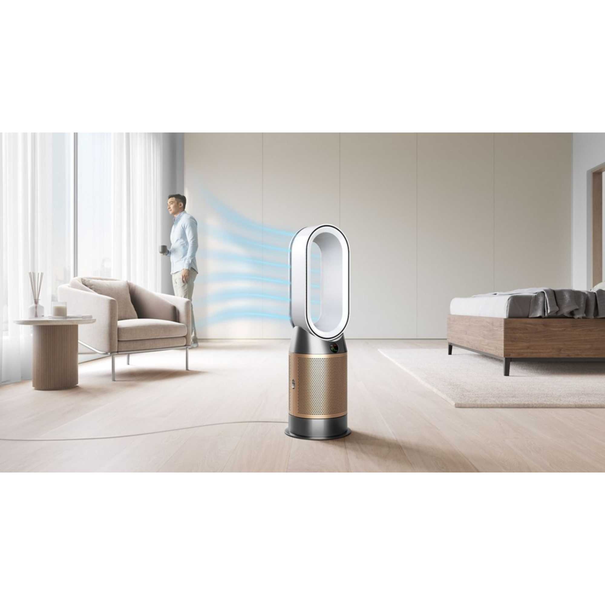 HP12 Hot+Cool De-NOx Purifying Fan Heater - White/Gold
