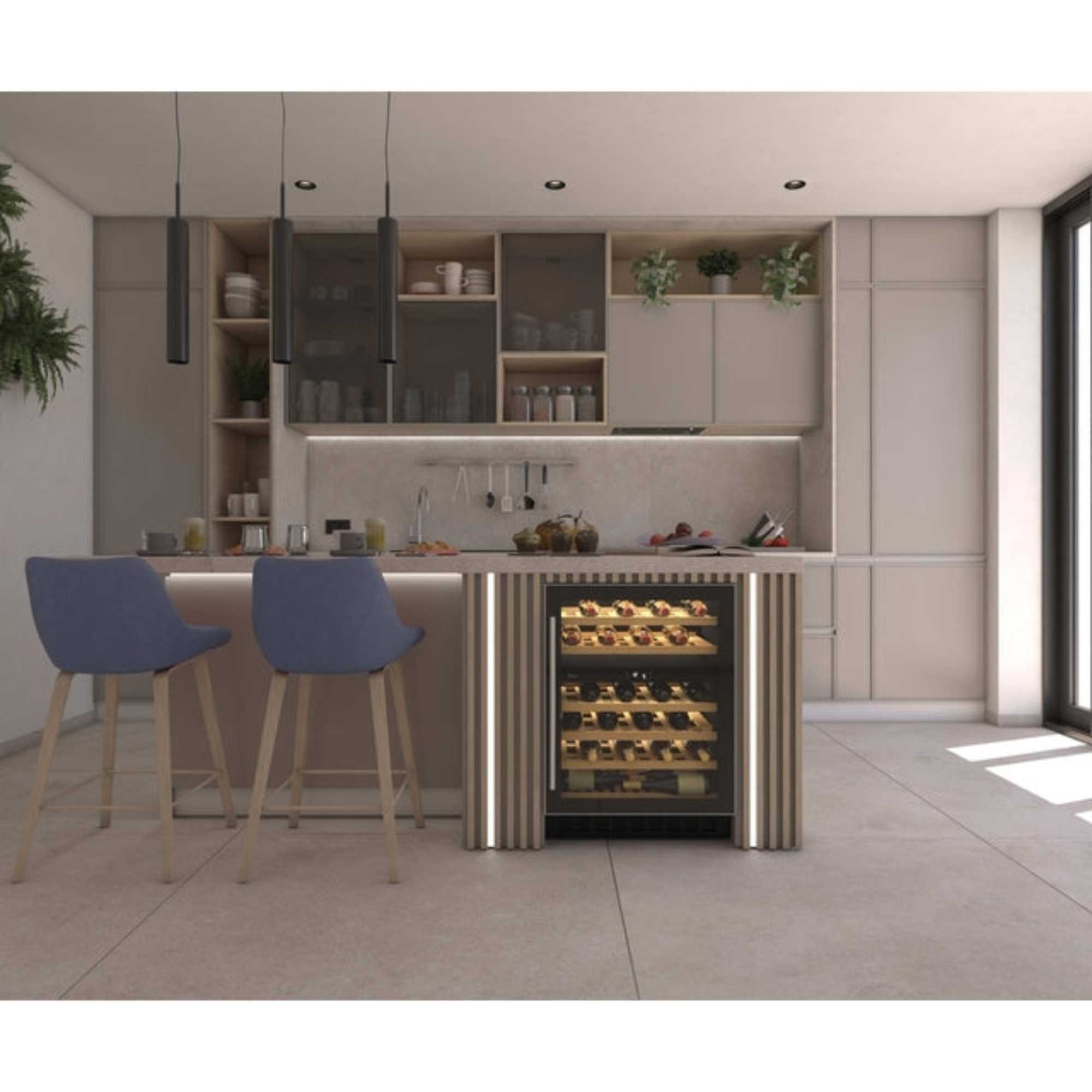 HWCB 60 UK/N H-Wine 700 46 Bottles Undercounter Wine Cooler - Black