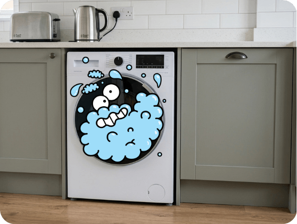 Washing machine in a modern laundry room.