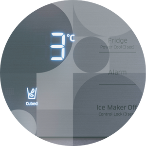 Temperature control panel on a fridge freezer.