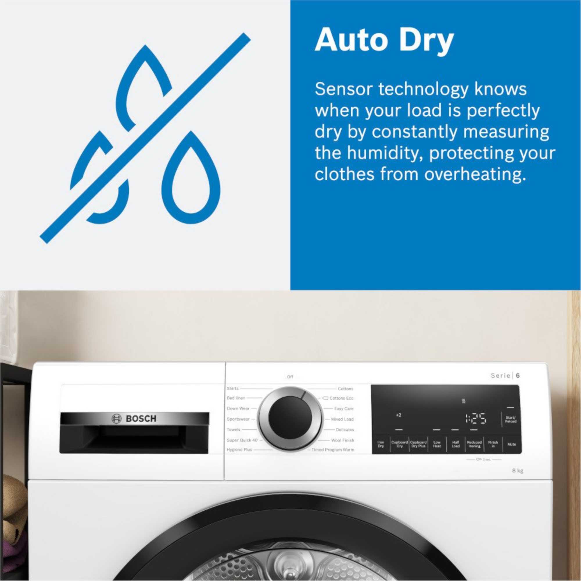 Series 6 WQH246D9GB 9kg Heat Pump Dryer with LED Display - White