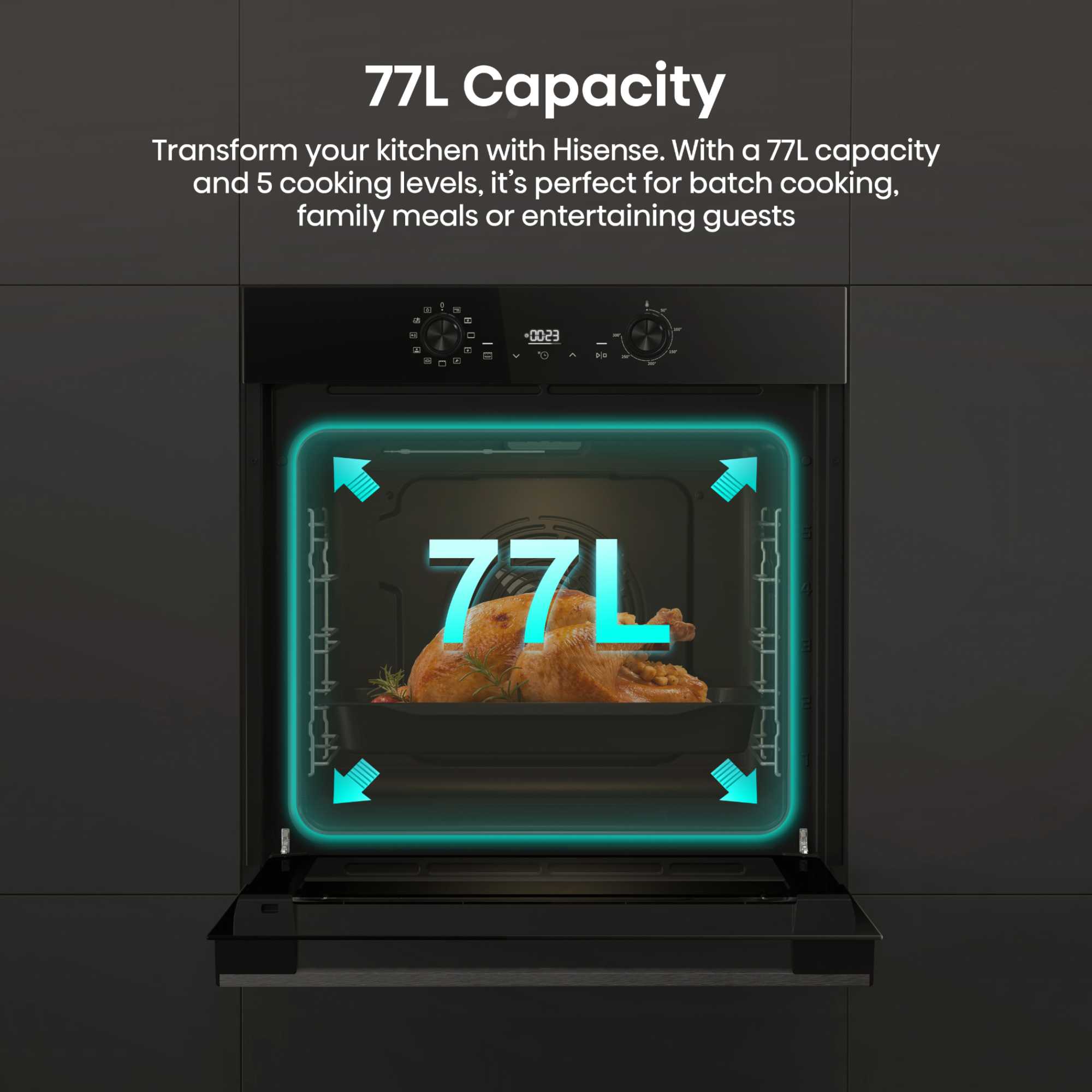 BI622ABPGUK 77L Built-in Electric Steam Oven - Black