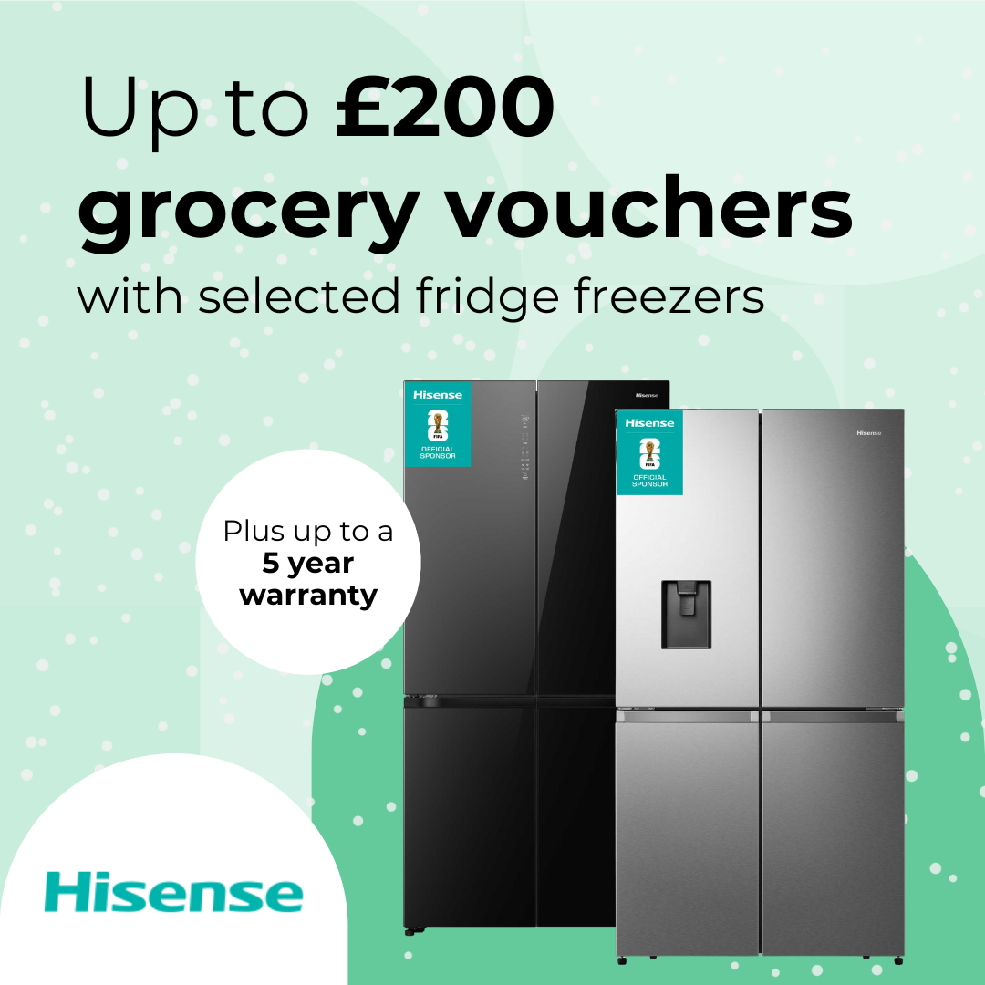 Up to £200 food voucher with selected Hisense Fridge freezers