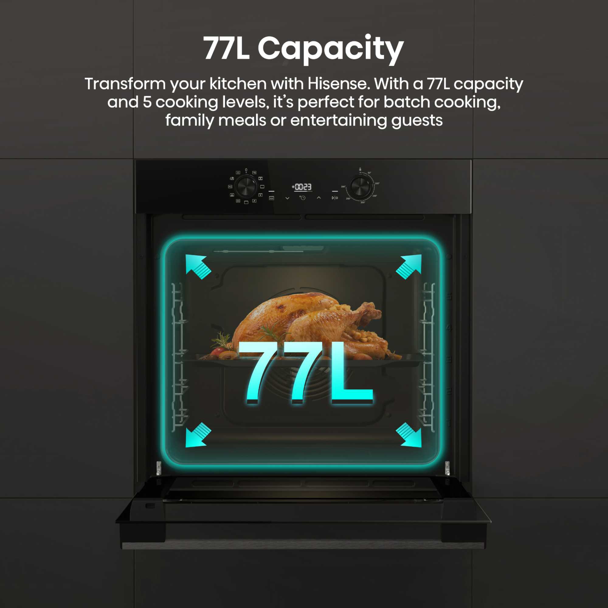 BI624CBPGUK 77L Built-in Catalytic Oven - Black